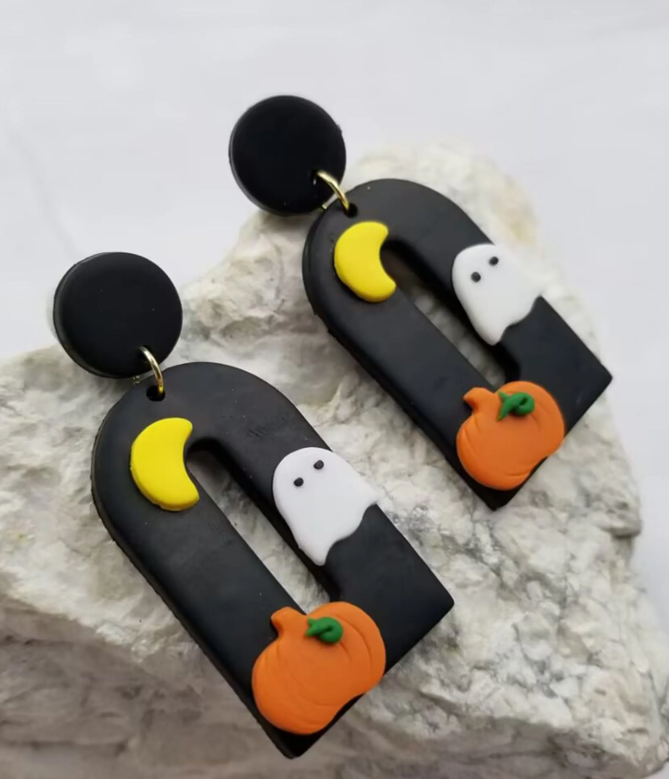 Halloween Clay Pumpkin Ghost Earrings sold by Unique Vintage product image thumbnail 2