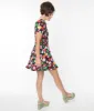 Smak Parlour Black & Rainbow Dot Smocked Fit & Flare Dress sold by Unique Vintage