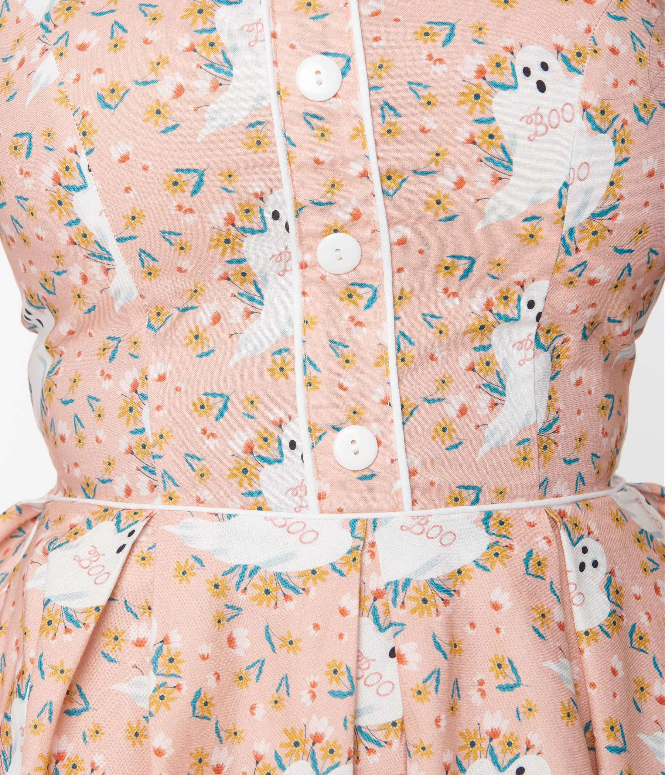 Retrolicious Pink & Ghost Print Elizabeth Swing Dress sold by Unique Vintage product image thumbnail 2