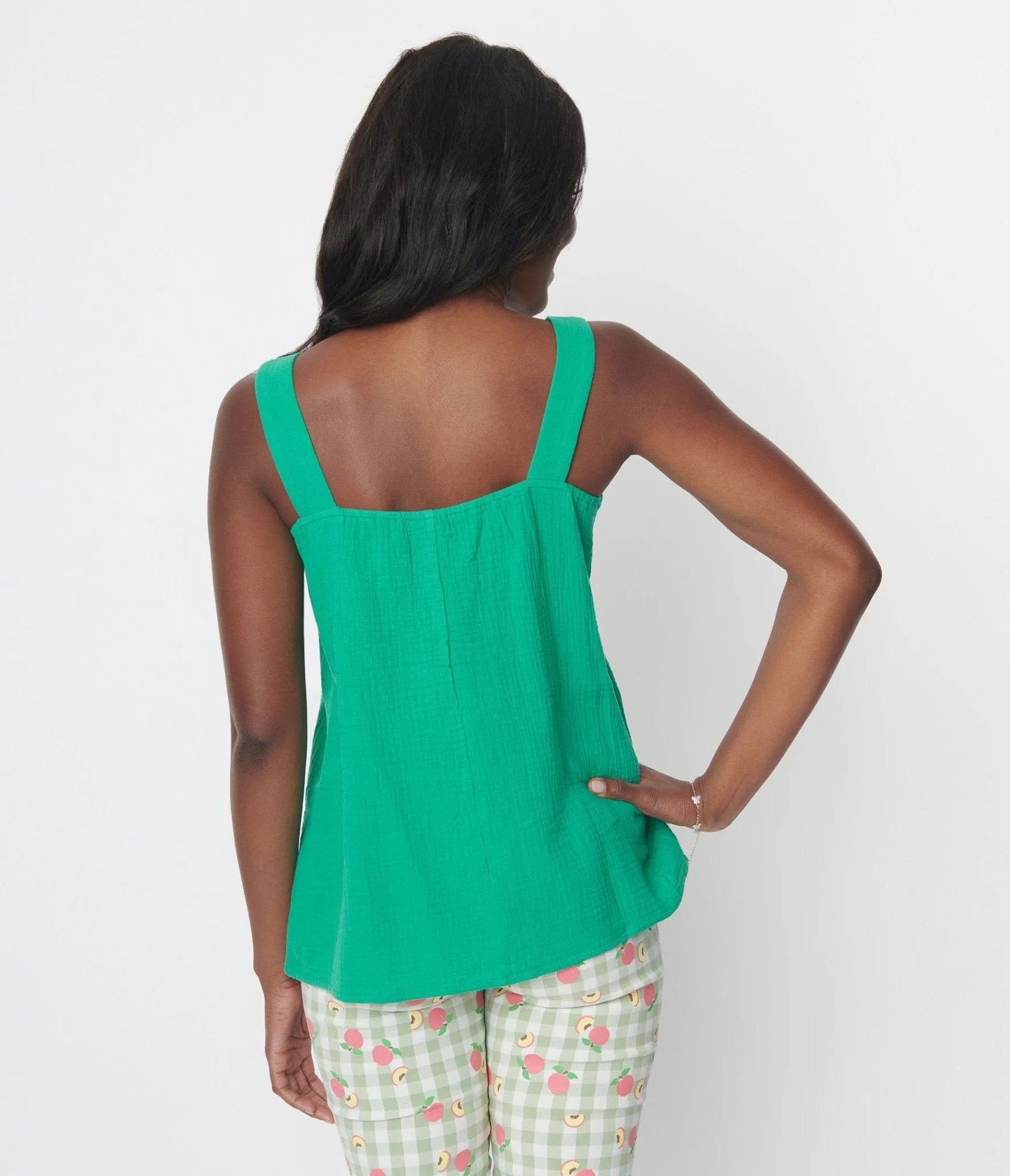 Kelly Green Faux Button Sleeveless Top sold by Unique Vintage product image thumbnail 2