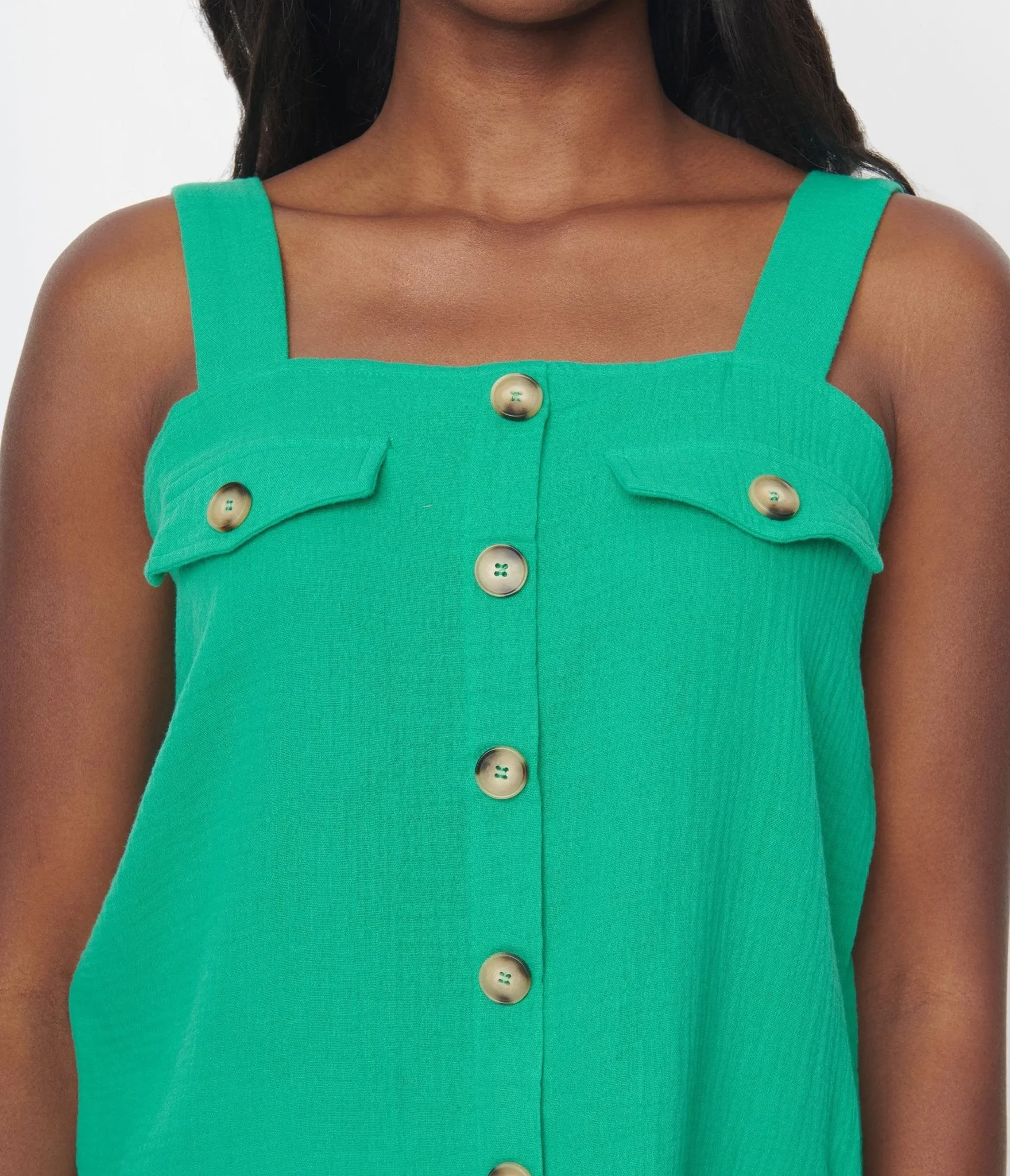 Kelly Green Faux Button Sleeveless Top sold by Unique Vintage product image thumbnail 3