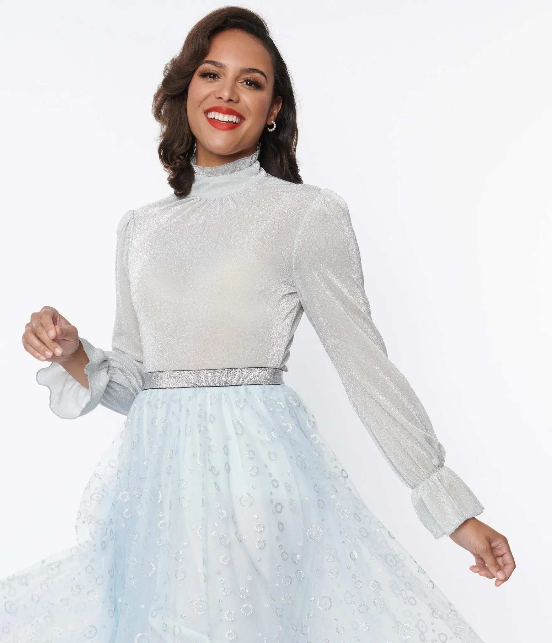 Unique Vintage Silver Mesh Donna Blouse sold by Unique Vintage