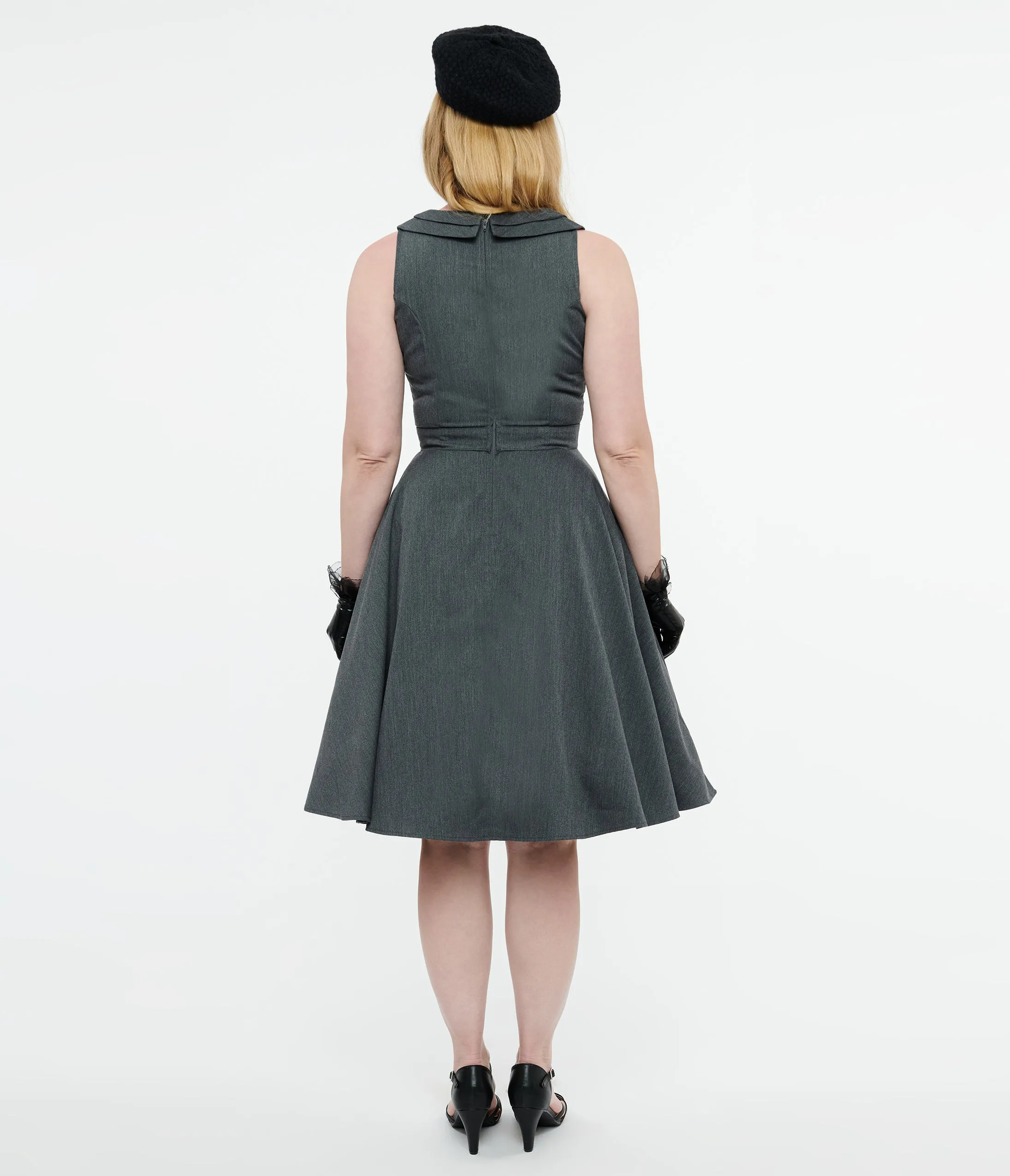 1950s Grey Swing Dress sold by Unique Vintage product image thumbnail 2