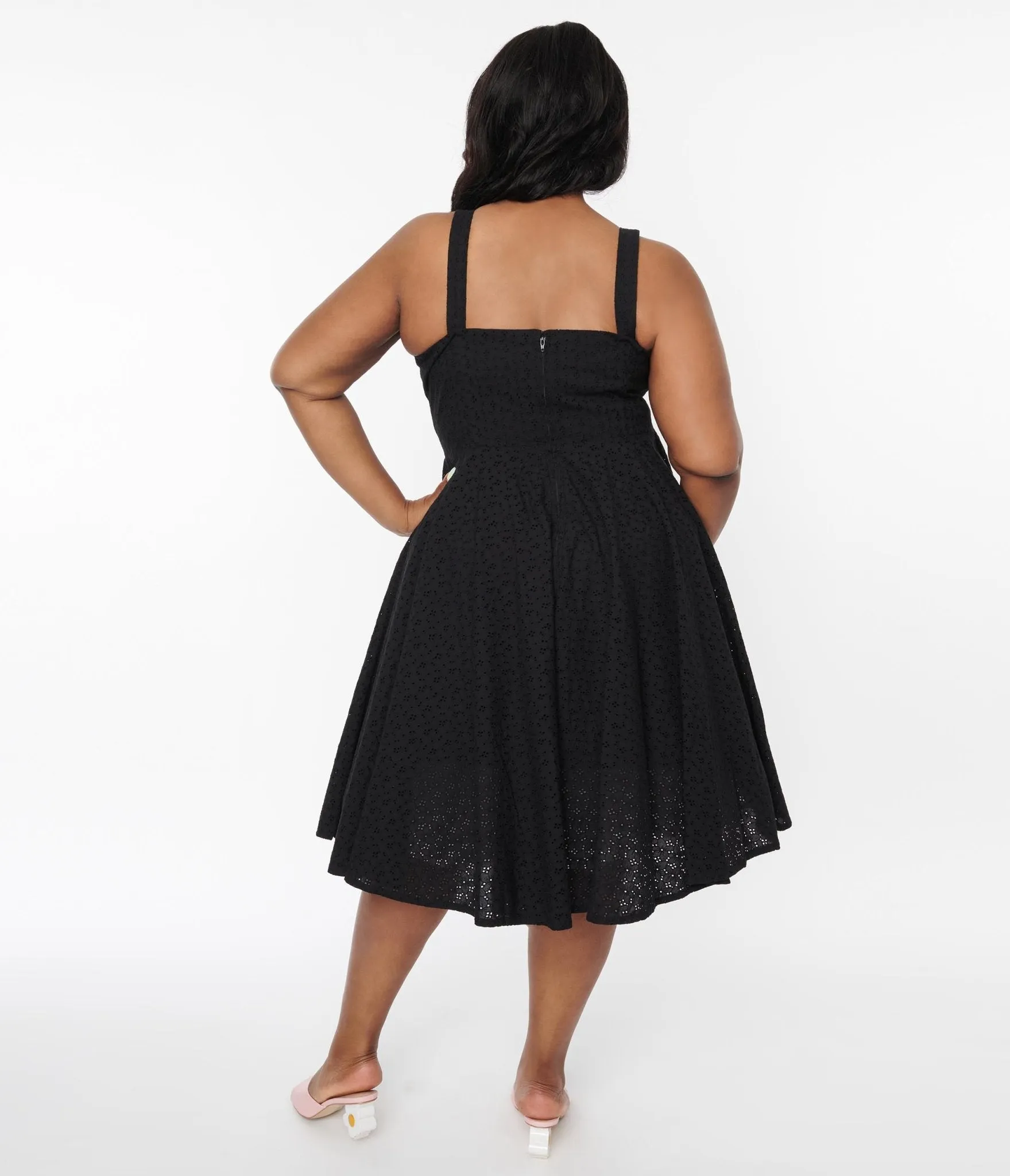 Black Eyelet Bianca Swing Dress sold by Unique Vintage product image thumbnail 3