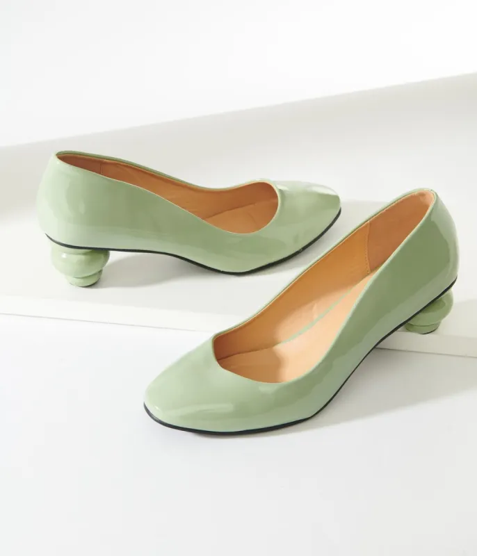 Unique Vintage Green Patent Leatherette Ball Heel Pumps sold by Unique Vintage