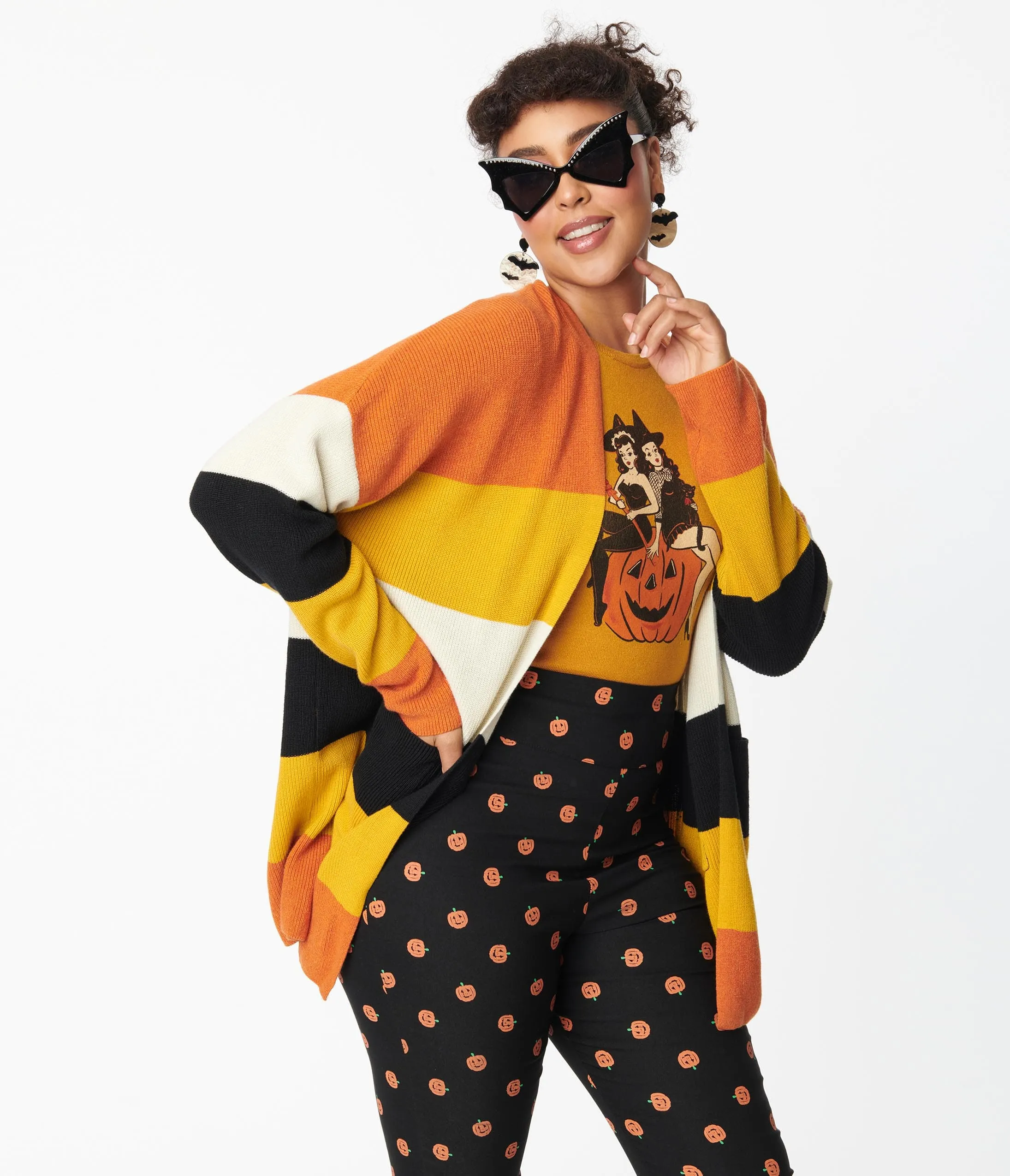 Fall Stripe Open Cotton Knit Cardigan sold by Unique Vintage product image thumbnail 4