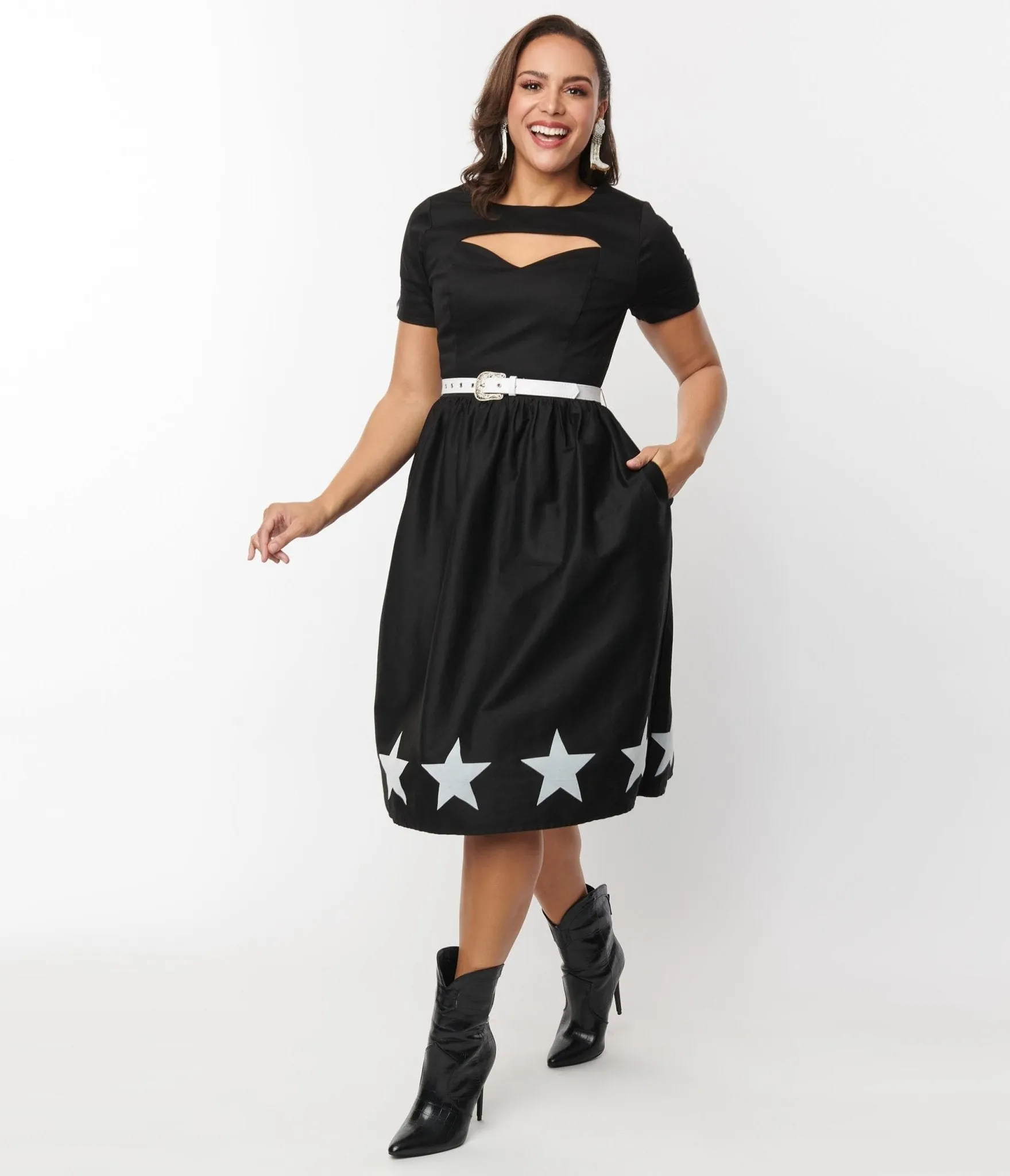 Unique Vintage Black & White Star Cut Out Dress sold by Unique Vintage product image thumbnail 4