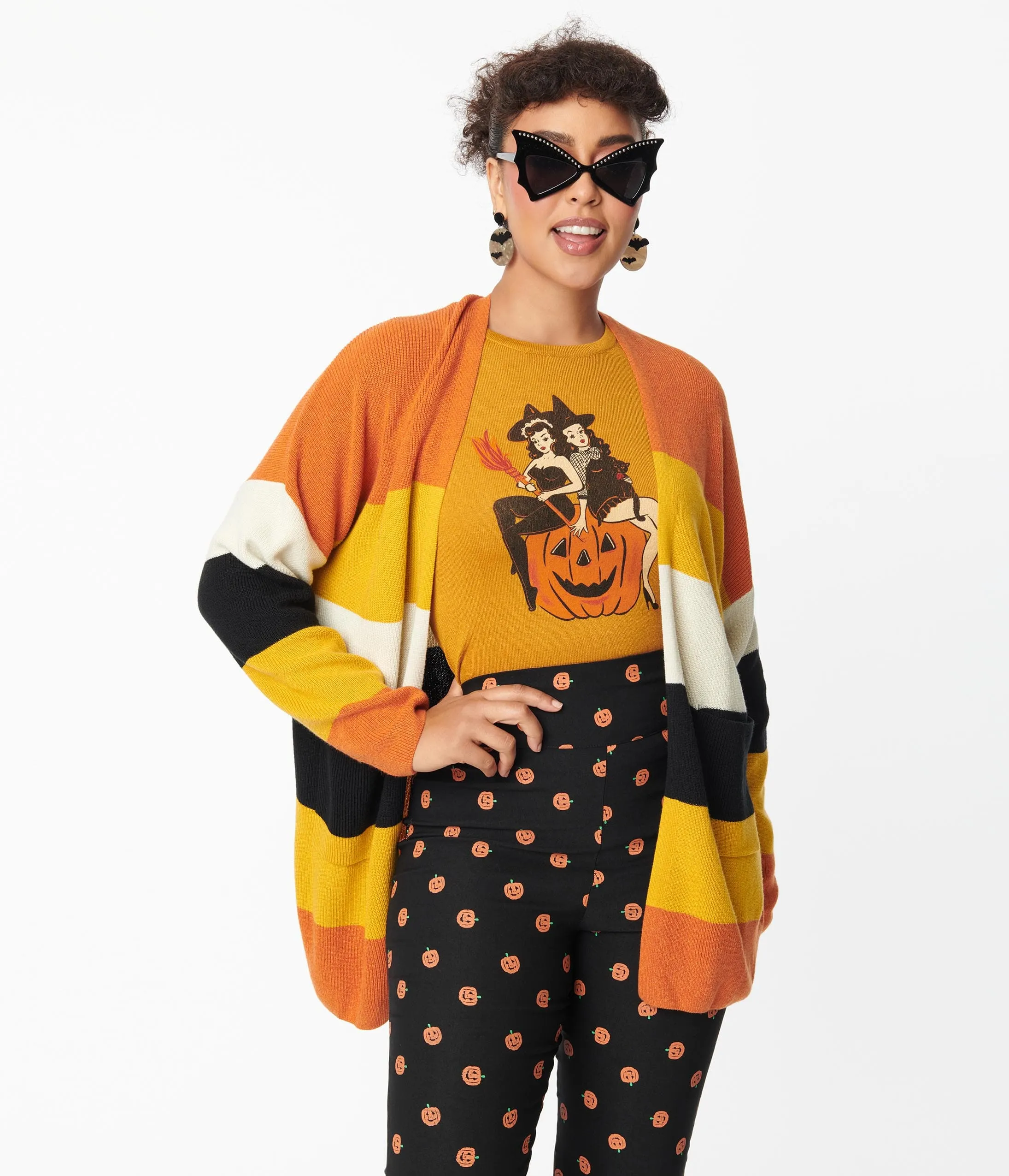 Fall Stripe Open Cotton Knit Cardigan sold by Unique Vintage product image thumbnail 5