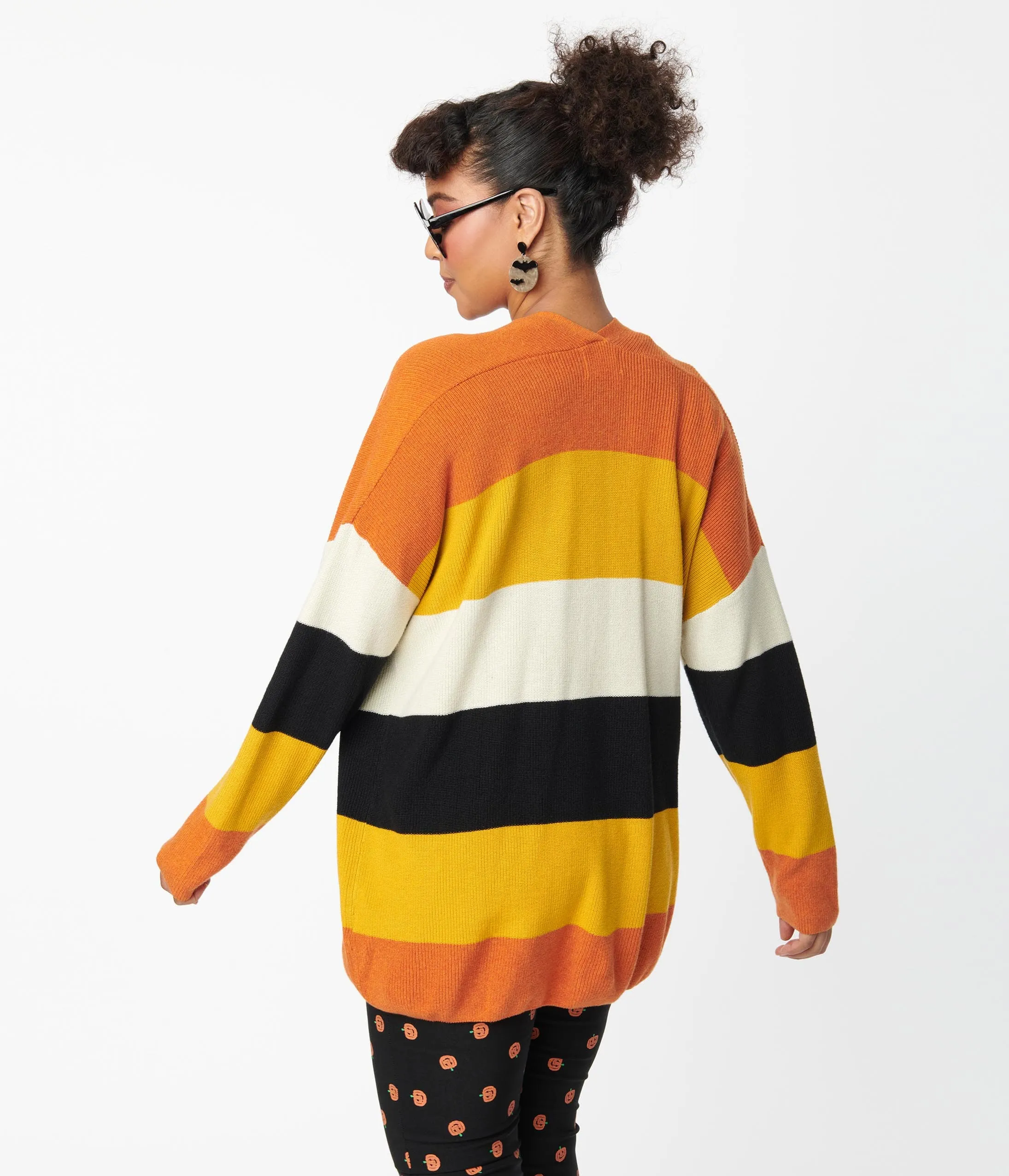 Fall Stripe Open Cotton Knit Cardigan sold by Unique Vintage product image thumbnail 2