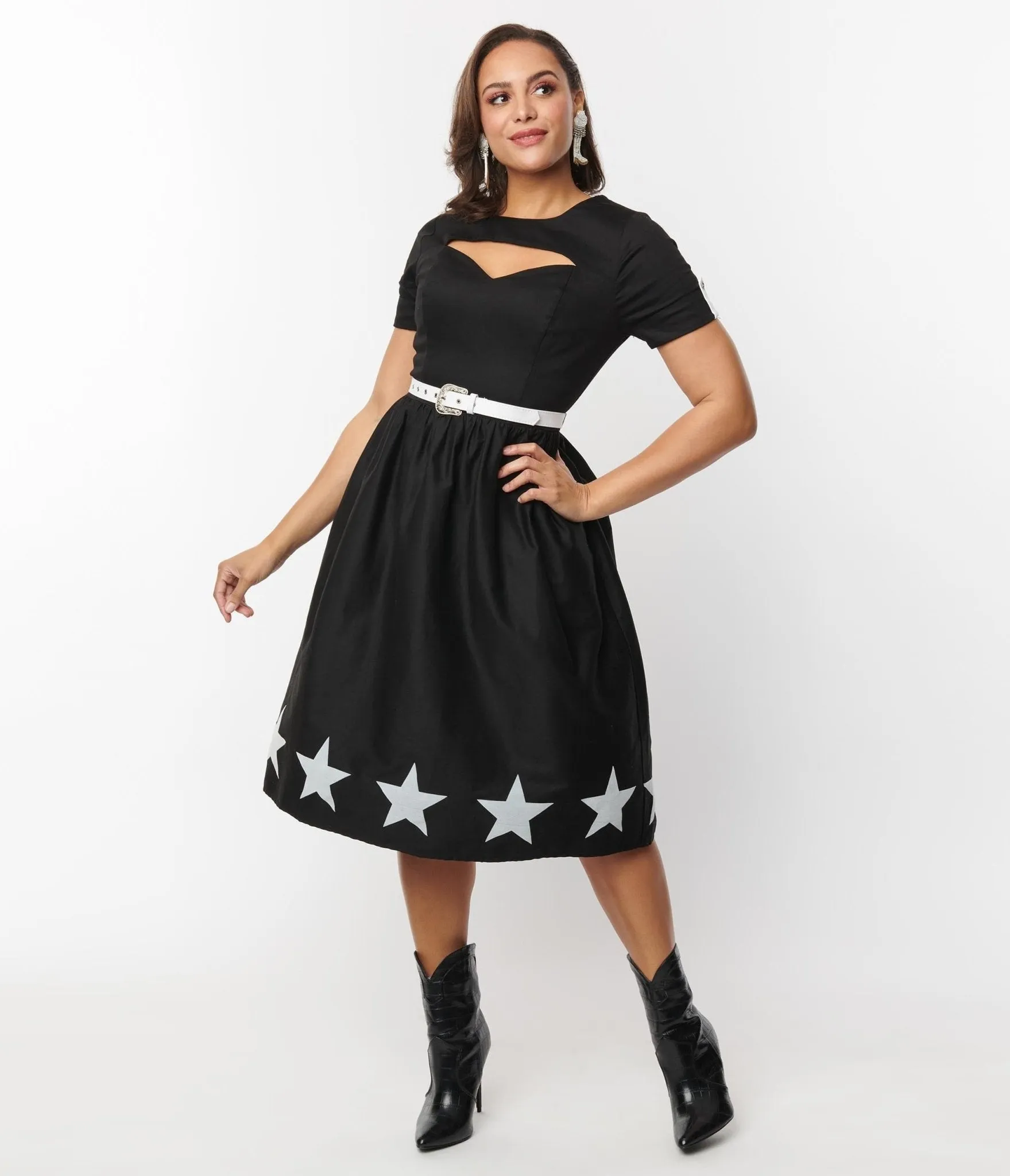 Unique Vintage Black & White Star Cut Out Dress sold by Unique Vintage product image thumbnail 5
