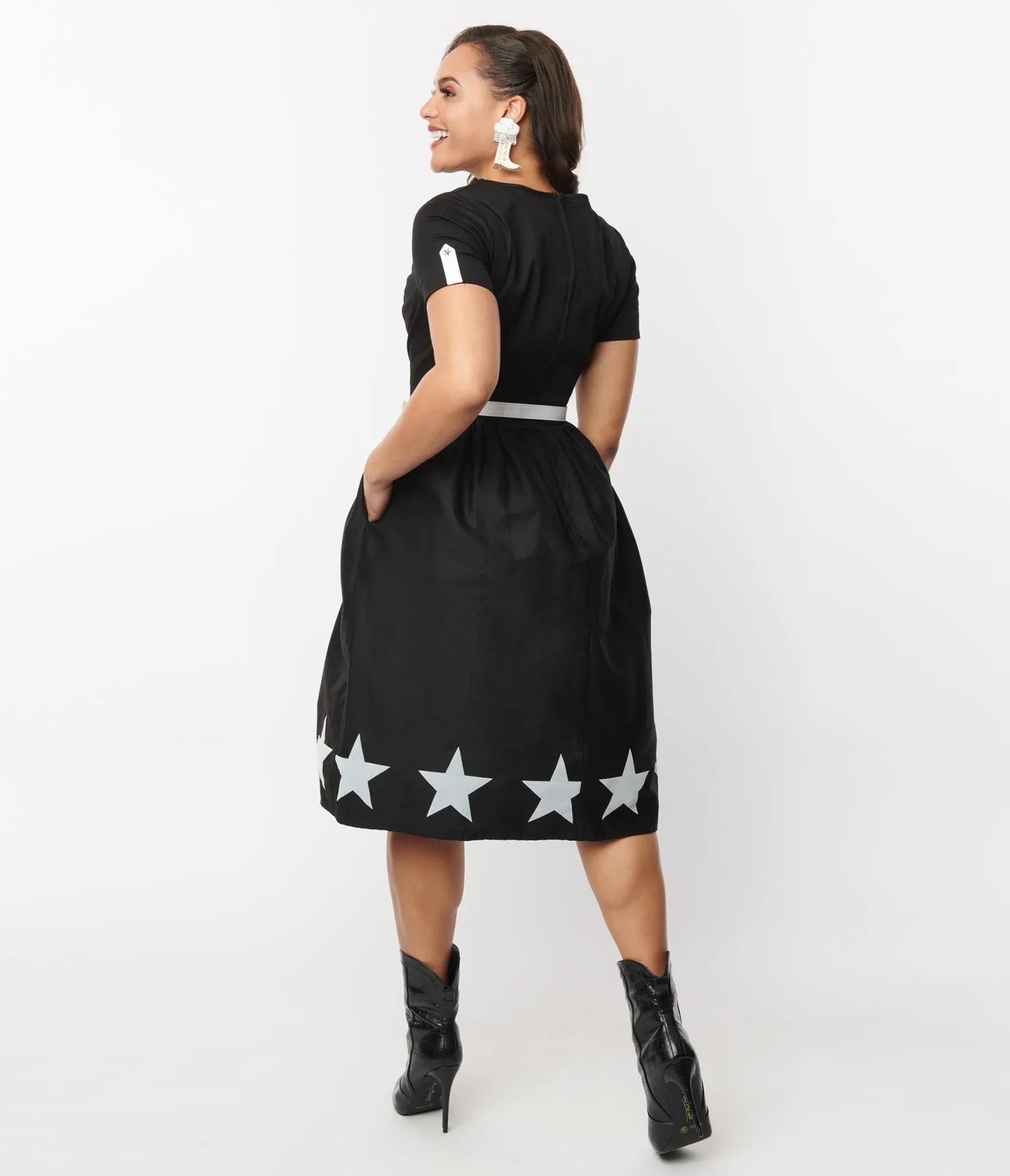 Unique Vintage Black & White Star Cut Out Dress sold by Unique Vintage product image thumbnail 3