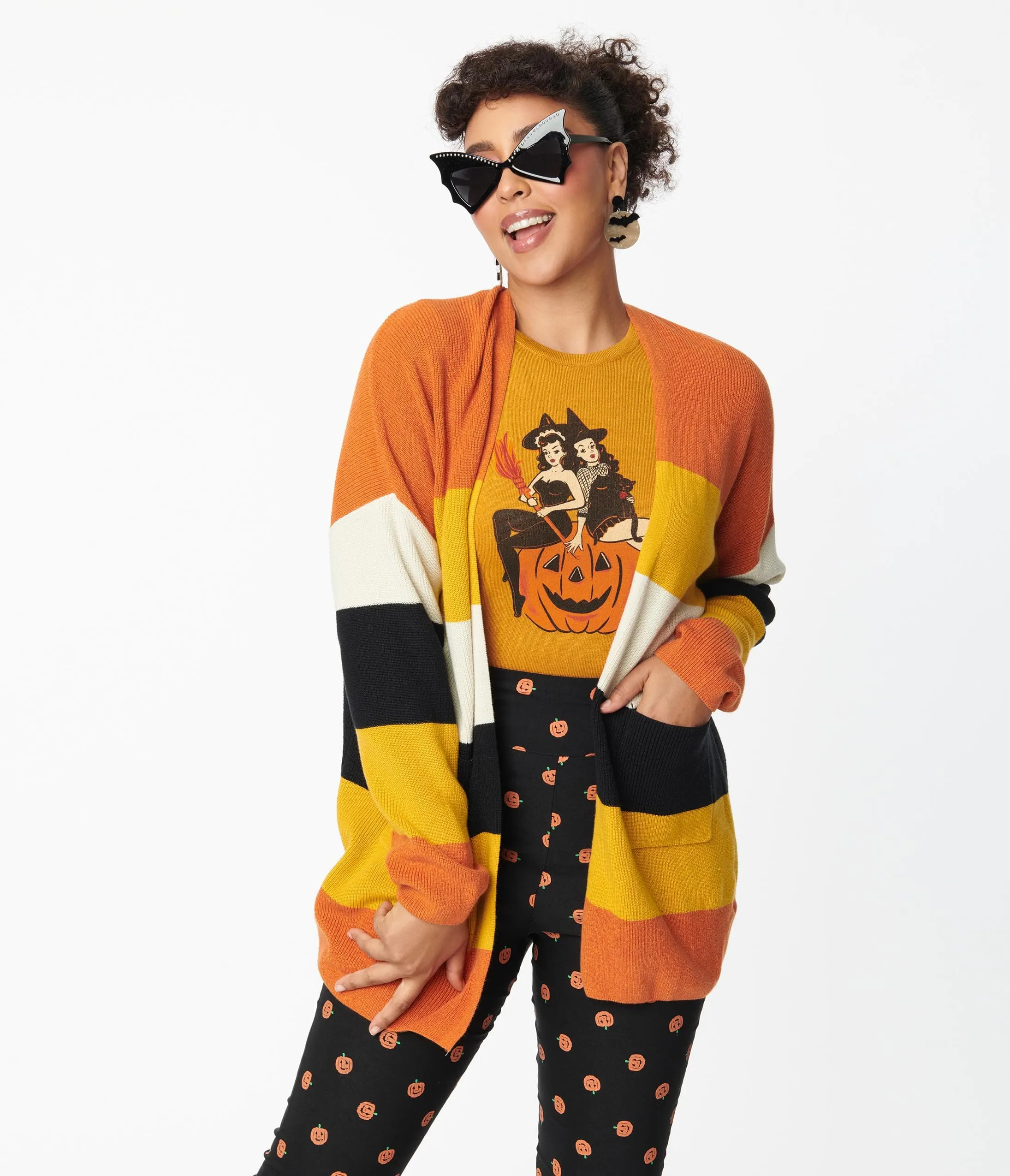 Fall Stripe Open Cotton Knit Cardigan sold by Unique Vintage product image thumbnail 3