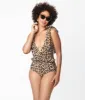Unique Vintage Leopard Print Plunge One Piece Swimsuit sold by Unique Vintage