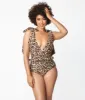 Unique Vintage Leopard Print Plunge One Piece Swimsuit sold by Unique Vintage