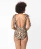 Unique Vintage Leopard Print Plunge One Piece Swimsuit sold by Unique Vintage