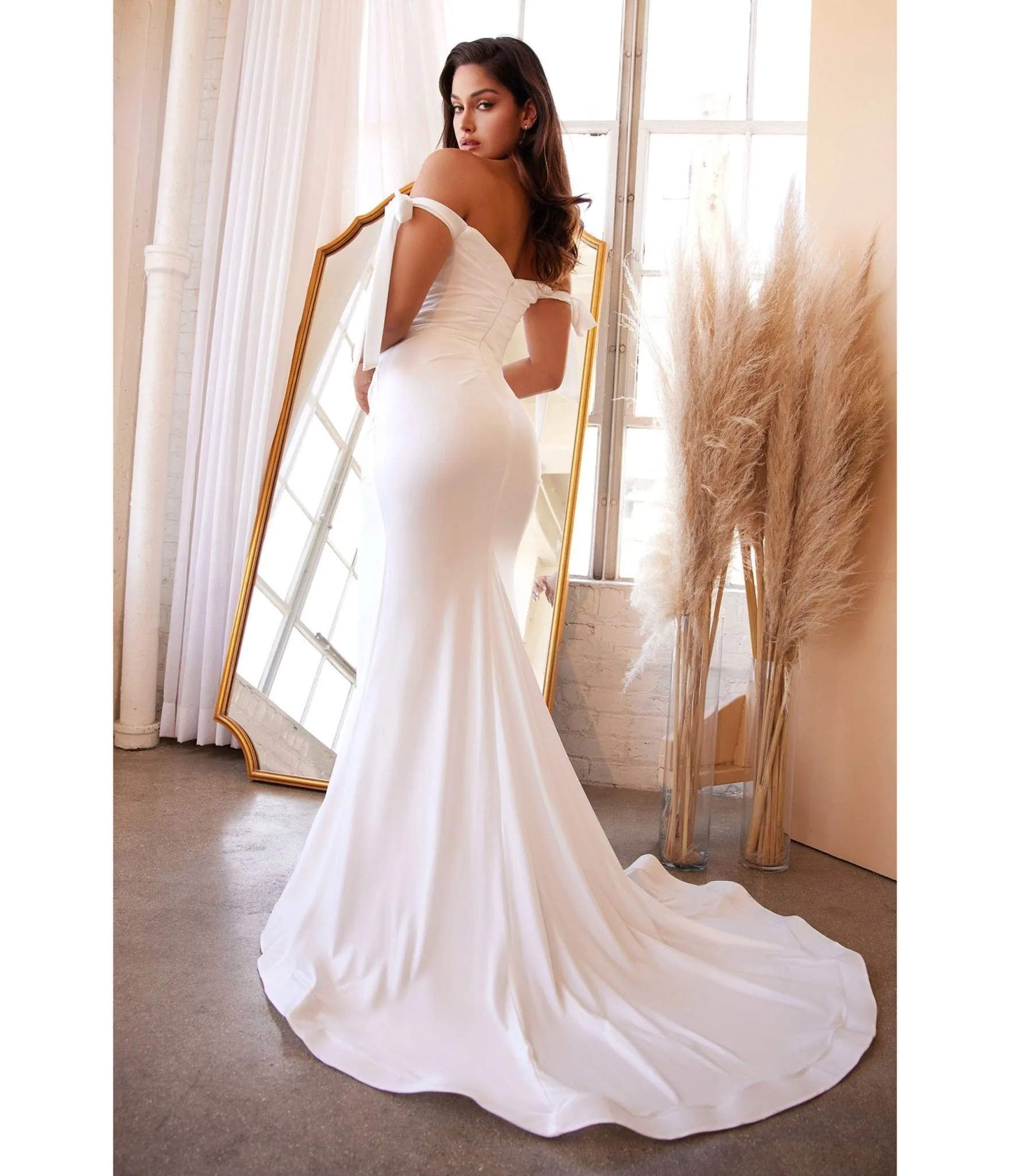 Cinderella Divine White Off The Shoulder Trumpet Bridal Gown sold by Unique Vintage product image thumbnail 2