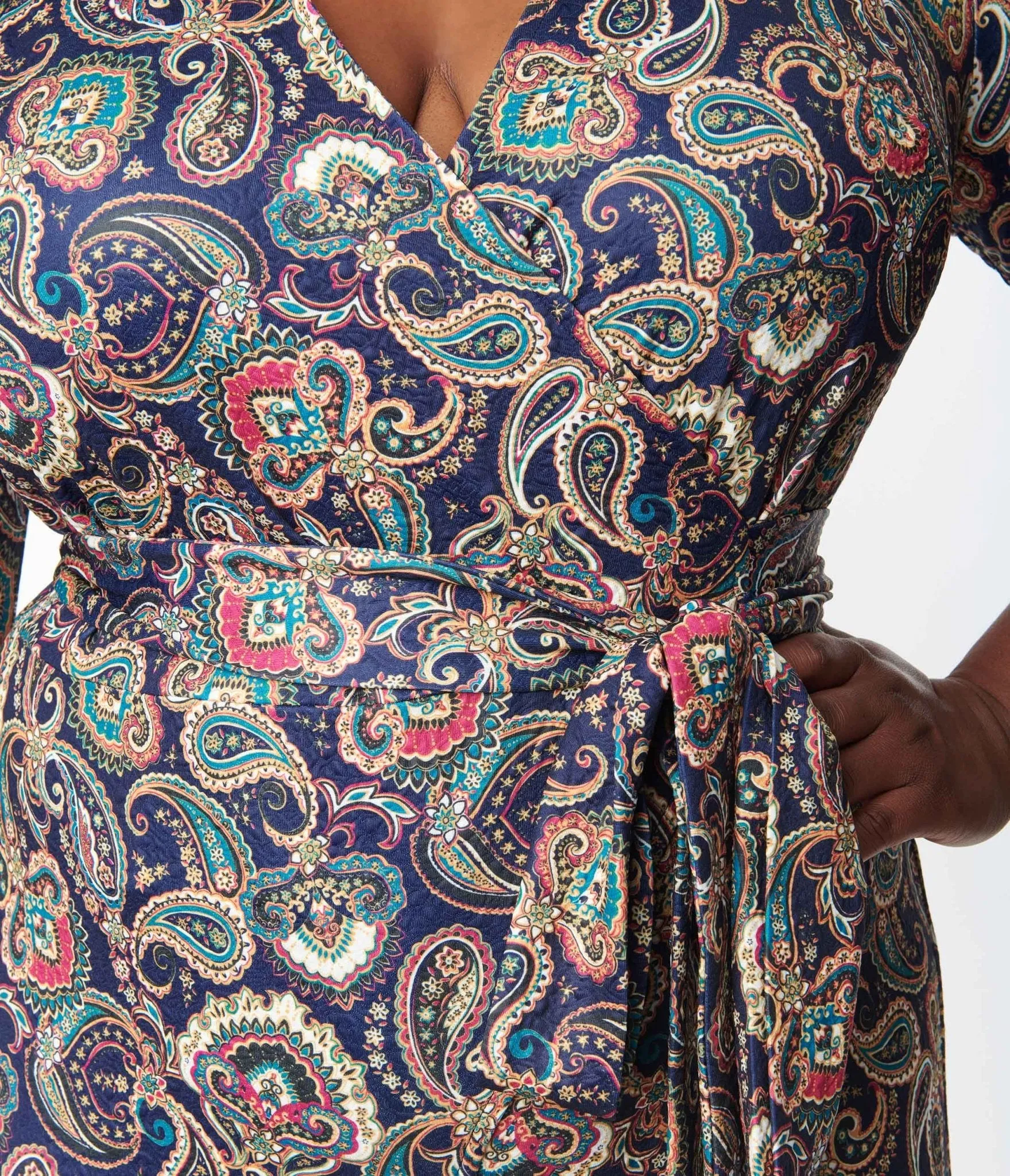 Unique Vintage Plus Size 1970s Navy Paisley Print Jumpsuit sold by Unique Vintage product image thumbnail 2