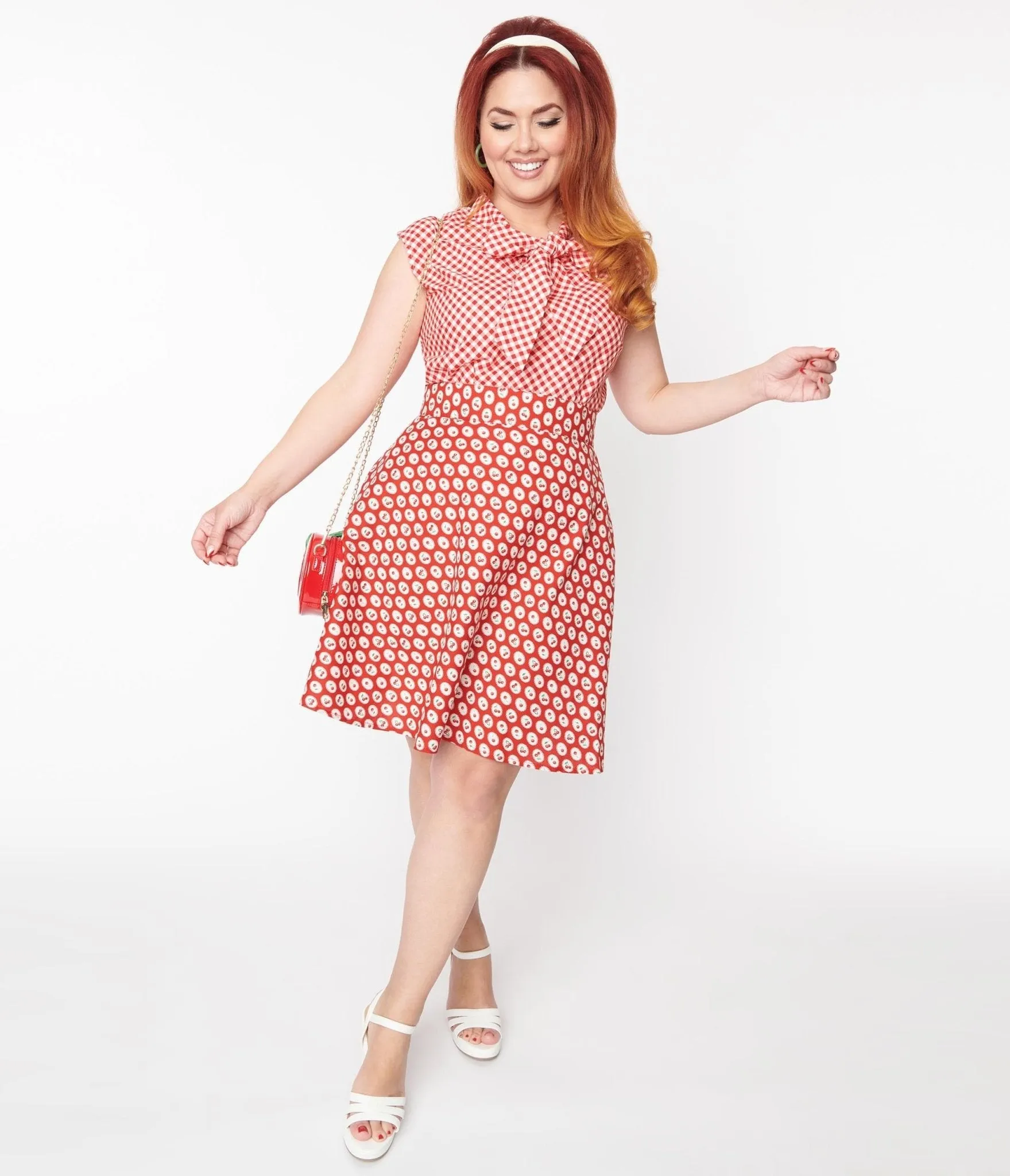 Retrolicious Red Cherry Flare Skirt sold by Unique Vintage