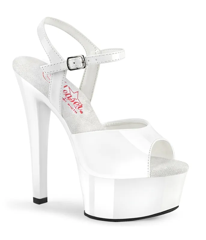 White Patent Comfort Platform Sandals made by Pleaser