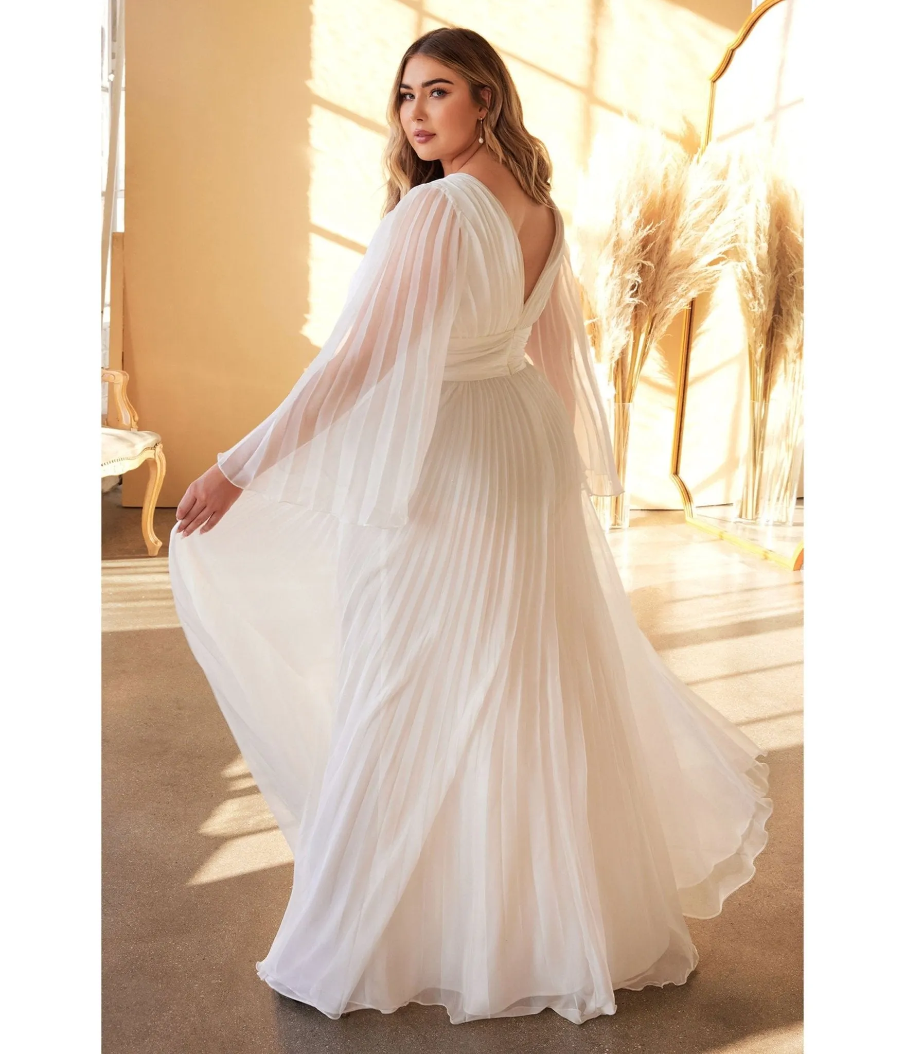 Cinderella Divine Plus Size White Pleated Bridal Dress sold by Unique Vintage product image thumbnail 2