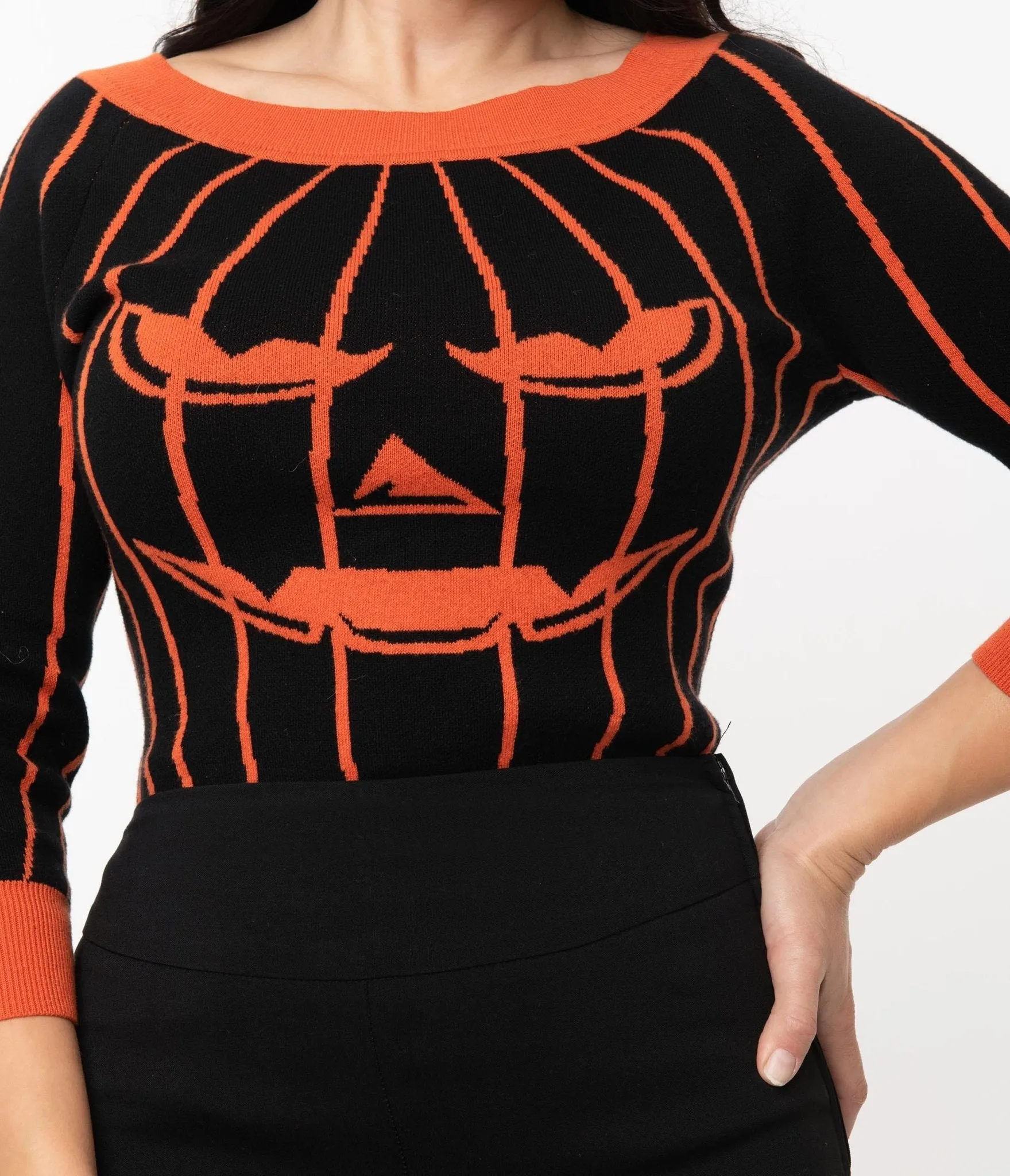 Unique Vintage Black & Orange Stripe Pumpkin Annaleigh Sweater sold by Unique Vintage product image thumbnail 4