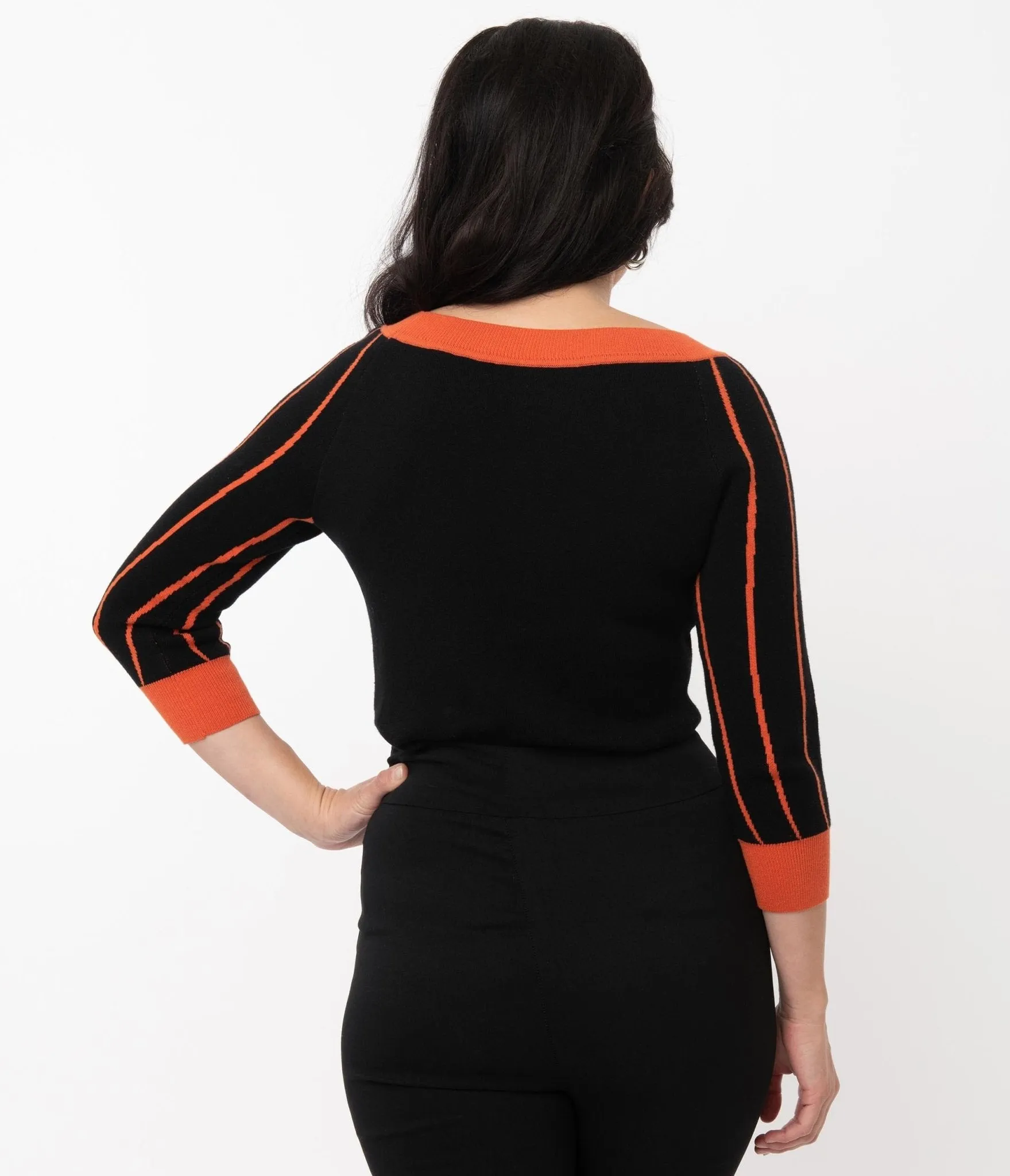 Unique Vintage Black & Orange Stripe Pumpkin Annaleigh Sweater sold by Unique Vintage product image thumbnail 3