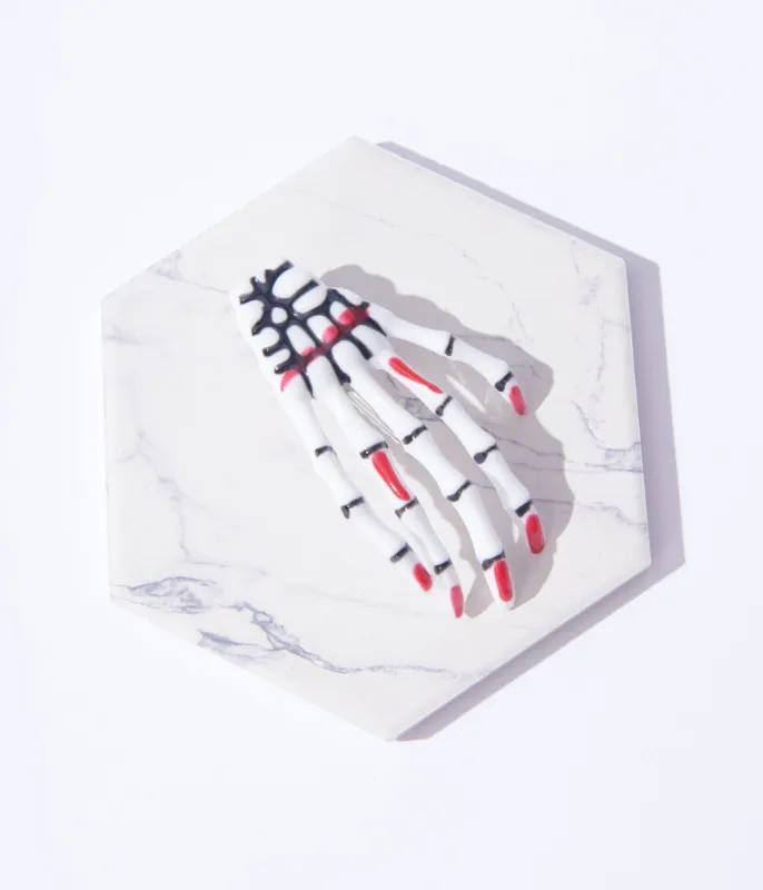 Unique Vintage White Skeleton Hand Hair Clip sold by Unique Vintage
