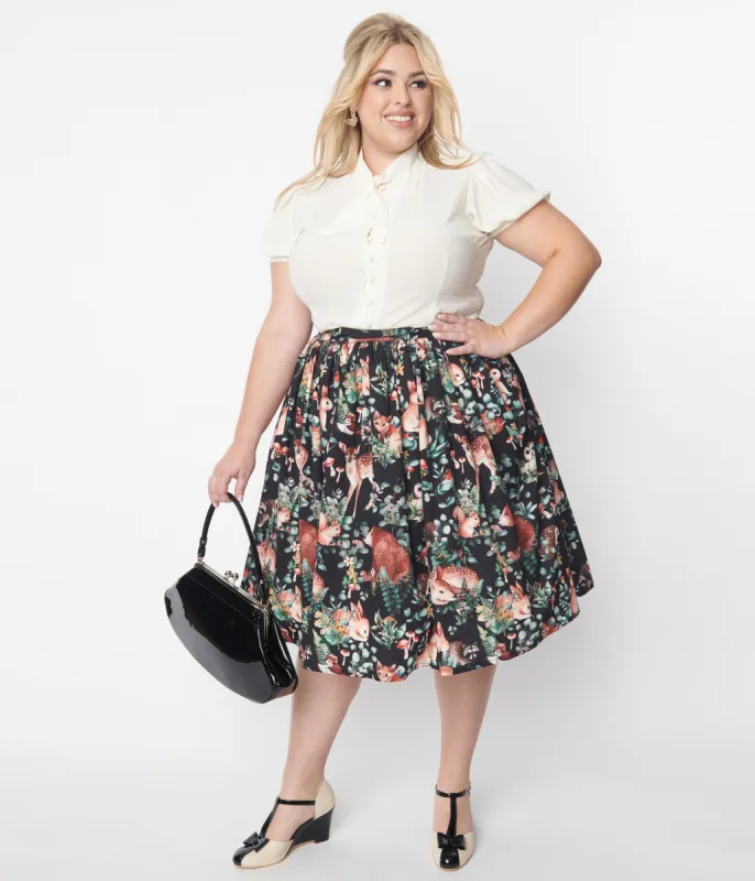 Unique Vintage Plus Size 1950s Woodland Creature Print Swing Skirt sold by Unique Vintage