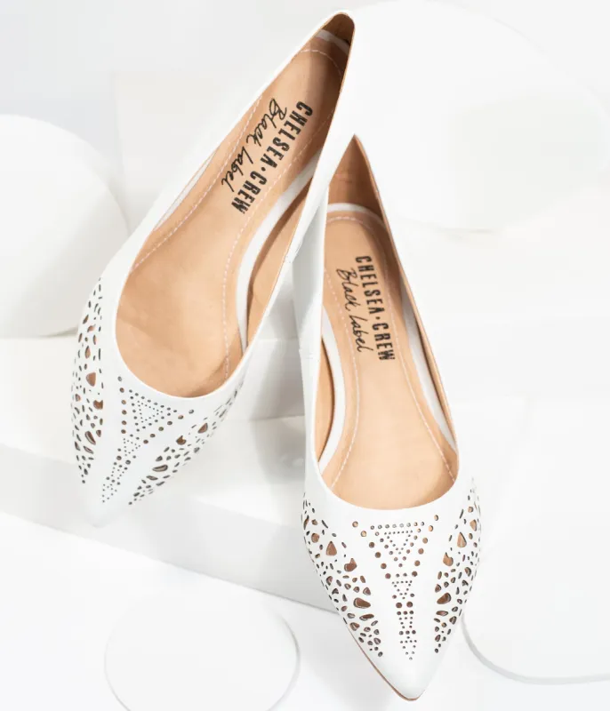 Chelsea Crew White Cutout Leather Sofia Flats sold by Unique Vintage