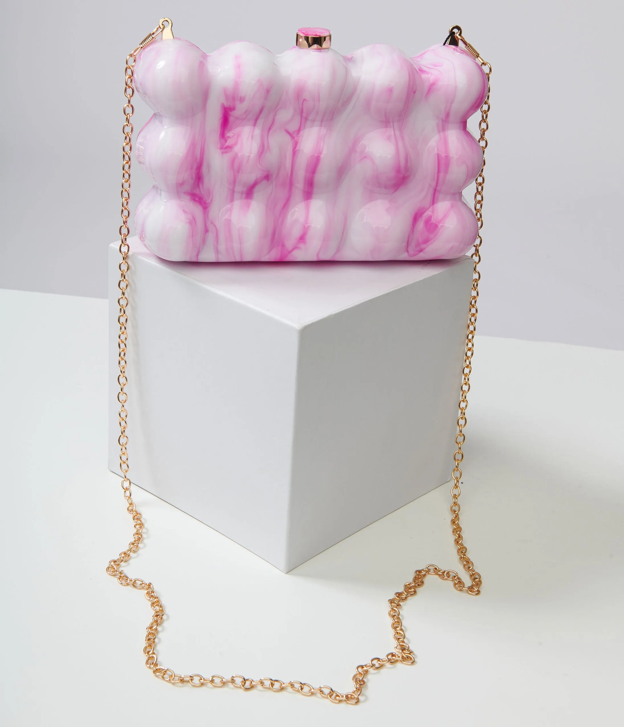 1970s Pink & White Bubble Acrylic Handbag sold by Unique Vintage