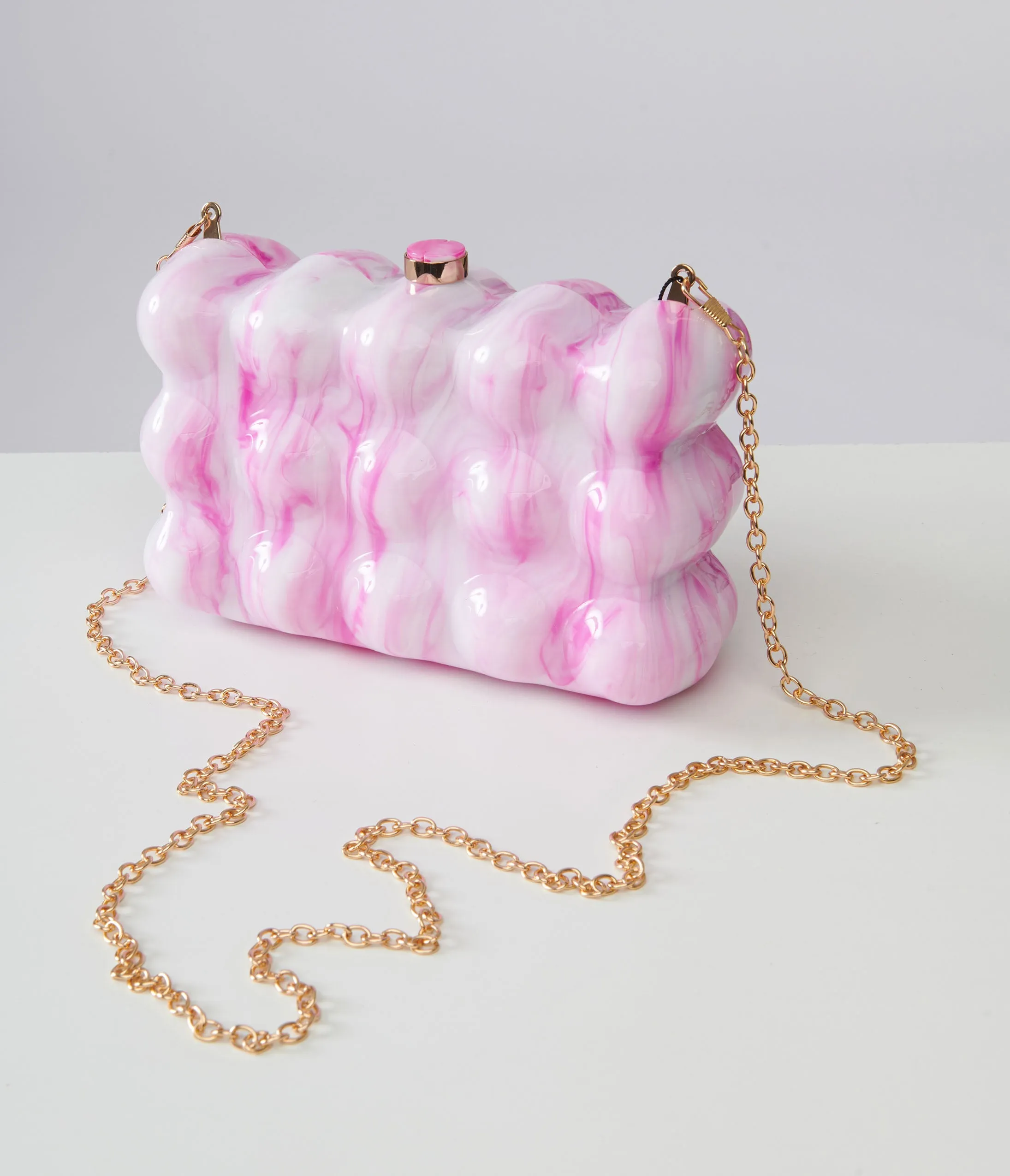 1970s Pink & White Bubble Acrylic Handbag sold by Unique Vintage product image thumbnail 3