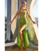 Cinderella Divine  Greenery Sequin Beaded High Slit Fitted Prom Gown sold by Unique Vintage