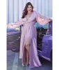 Cinderella Divine  Plus Size Mauve Satin Blouson Sleeve Evening Gown sold by Unique Vintage