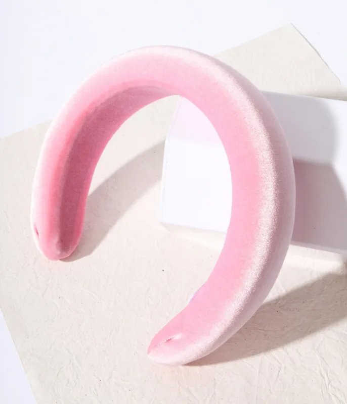 Candy Pop Pink Velvet Padded Blair Headband sold by Unique Vintage