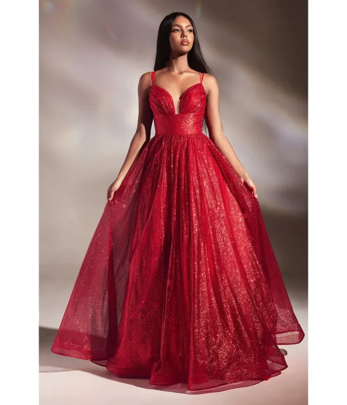 Cinderella Divine Red Glitter Sleeveless Ball Gown made by Unique Vintage