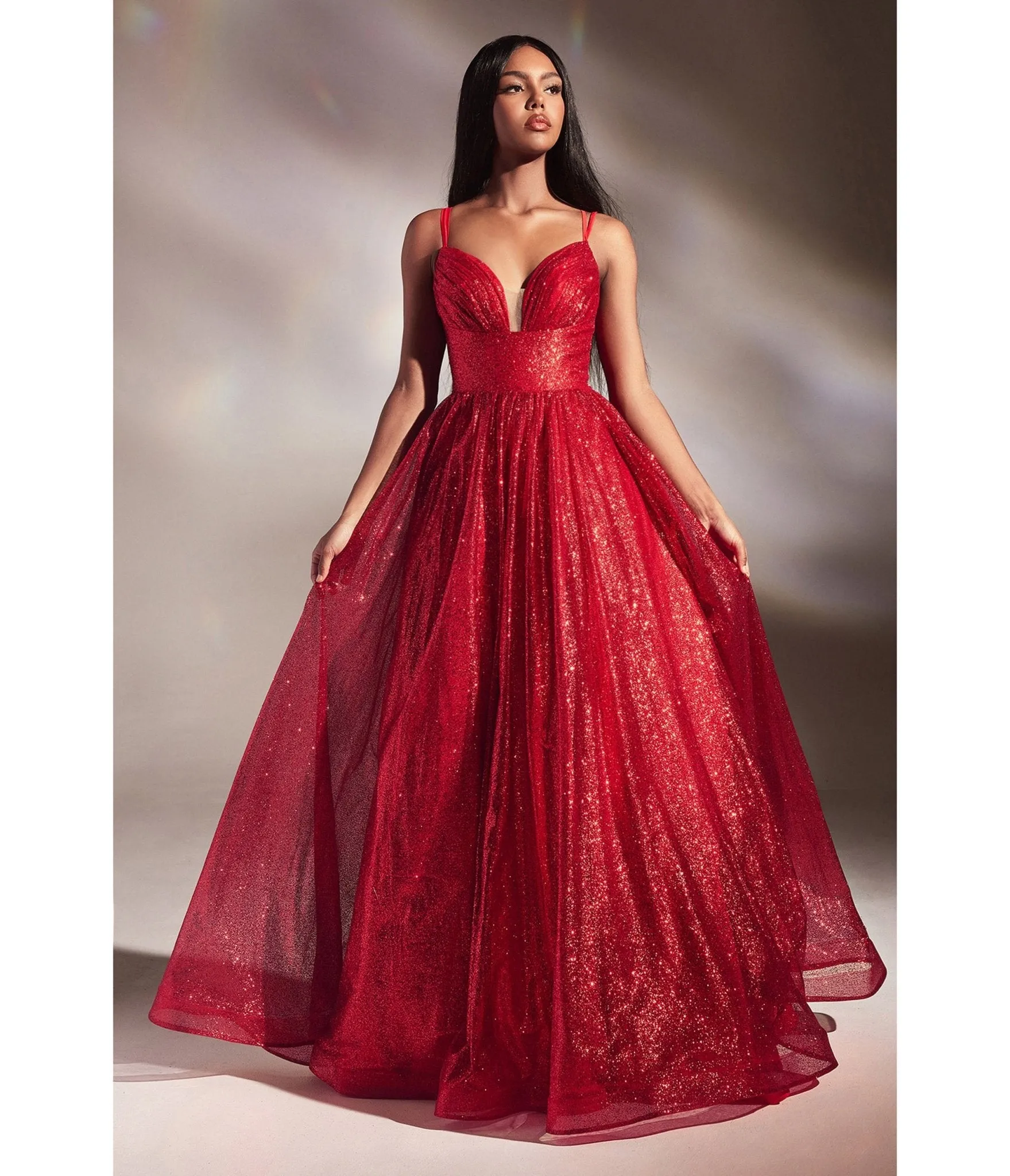 Cinderella Divine Red Glitter Sleeveless Ball Gown sold by Unique Vintage