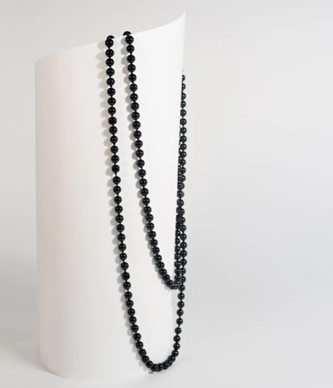 Black 60" Long Pearl Necklace sold by Unique Vintage
