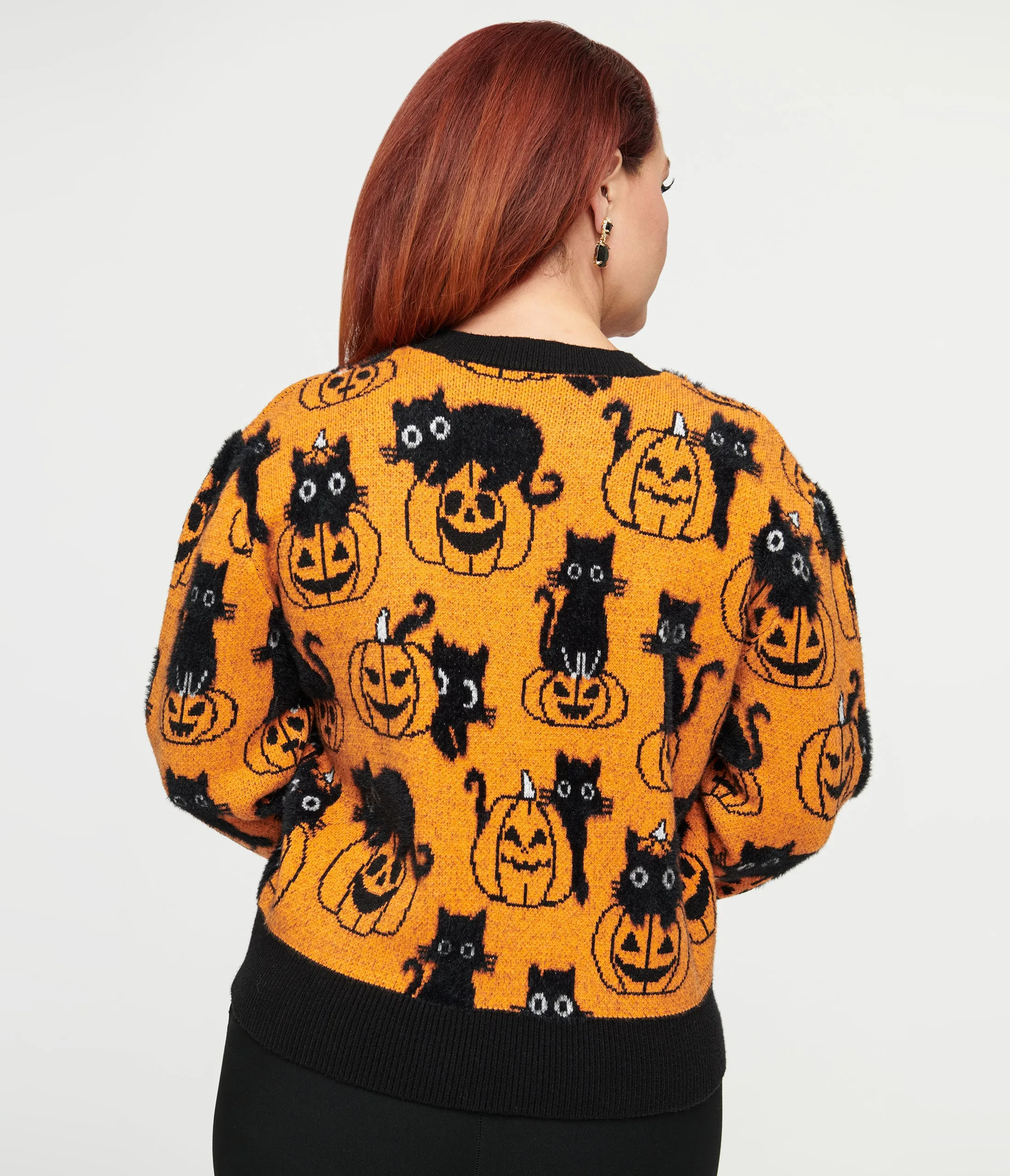 Unique Vintage Orange Pumpkin & Black Cat Print Sweater sold by Unique Vintage product image thumbnail 2