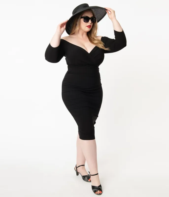 Unique Vintage Plus Size Black Shailene Pencil Dress sold by Unique Vintage