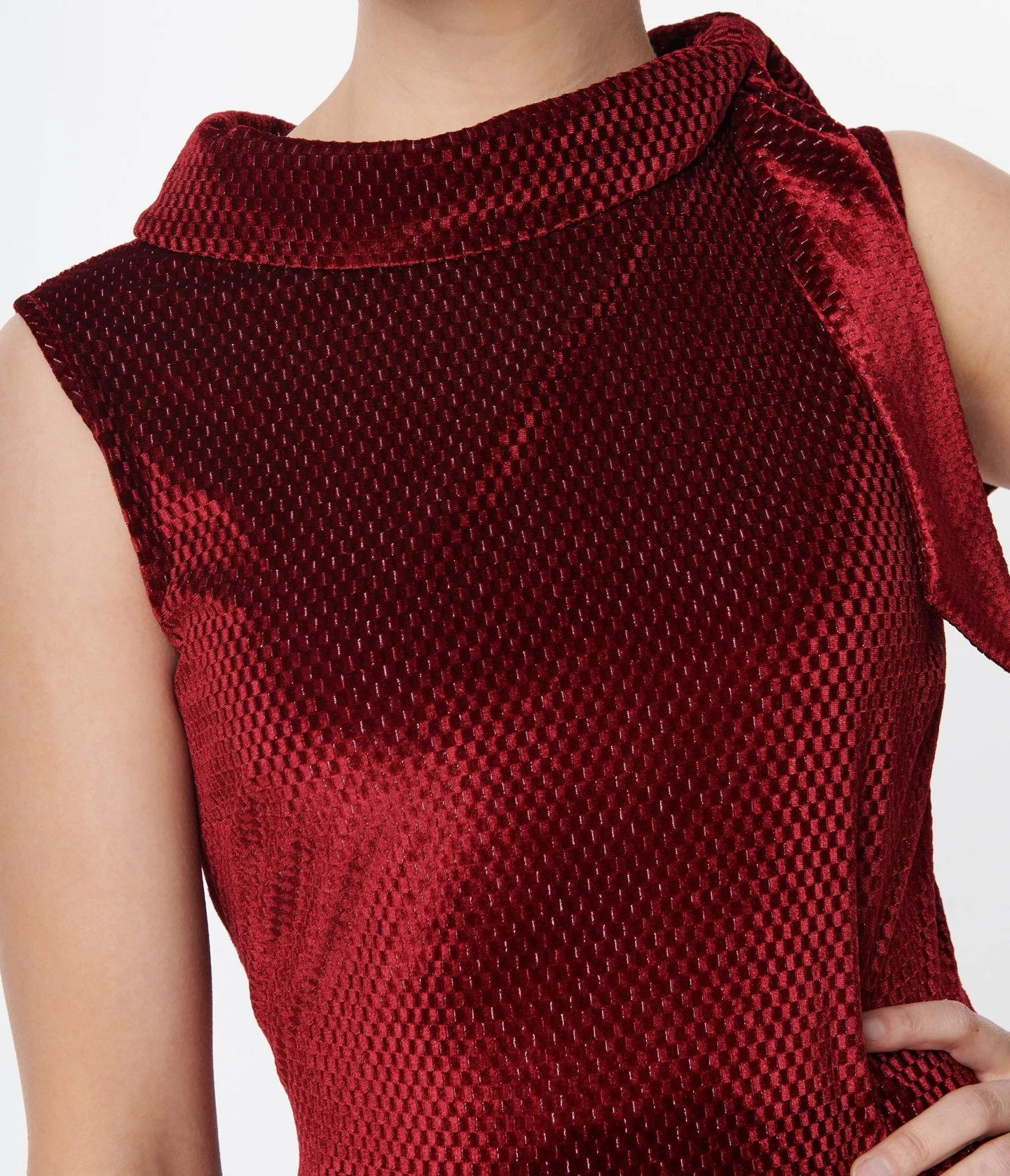 Smak Parlour Ruby Red Mock Neck Fit & Flare Dress sold by Unique Vintage product image thumbnail 2