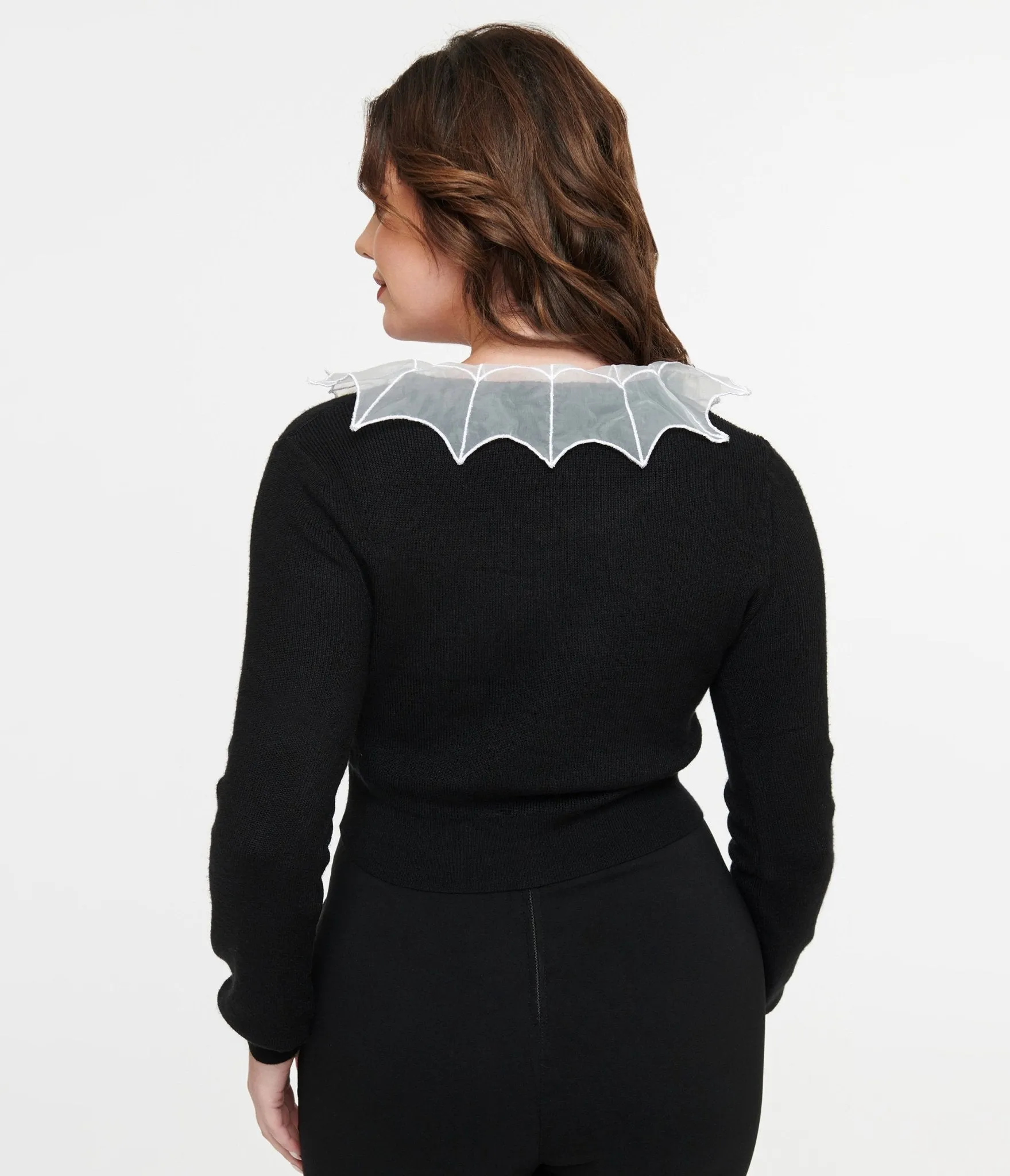 Black & White Spider Web Collar Cardigan sold by Unique Vintage product image thumbnail 2