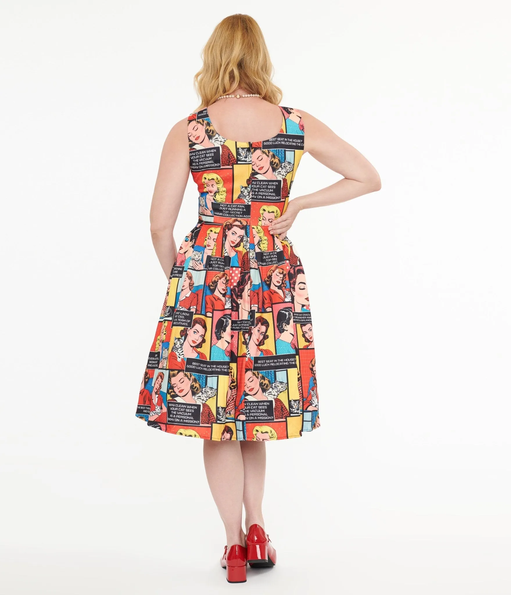 Dolly & Dotty 1950s Cat Lover Comic Amanda Swing Dress sold by Unique Vintage product image thumbnail 3