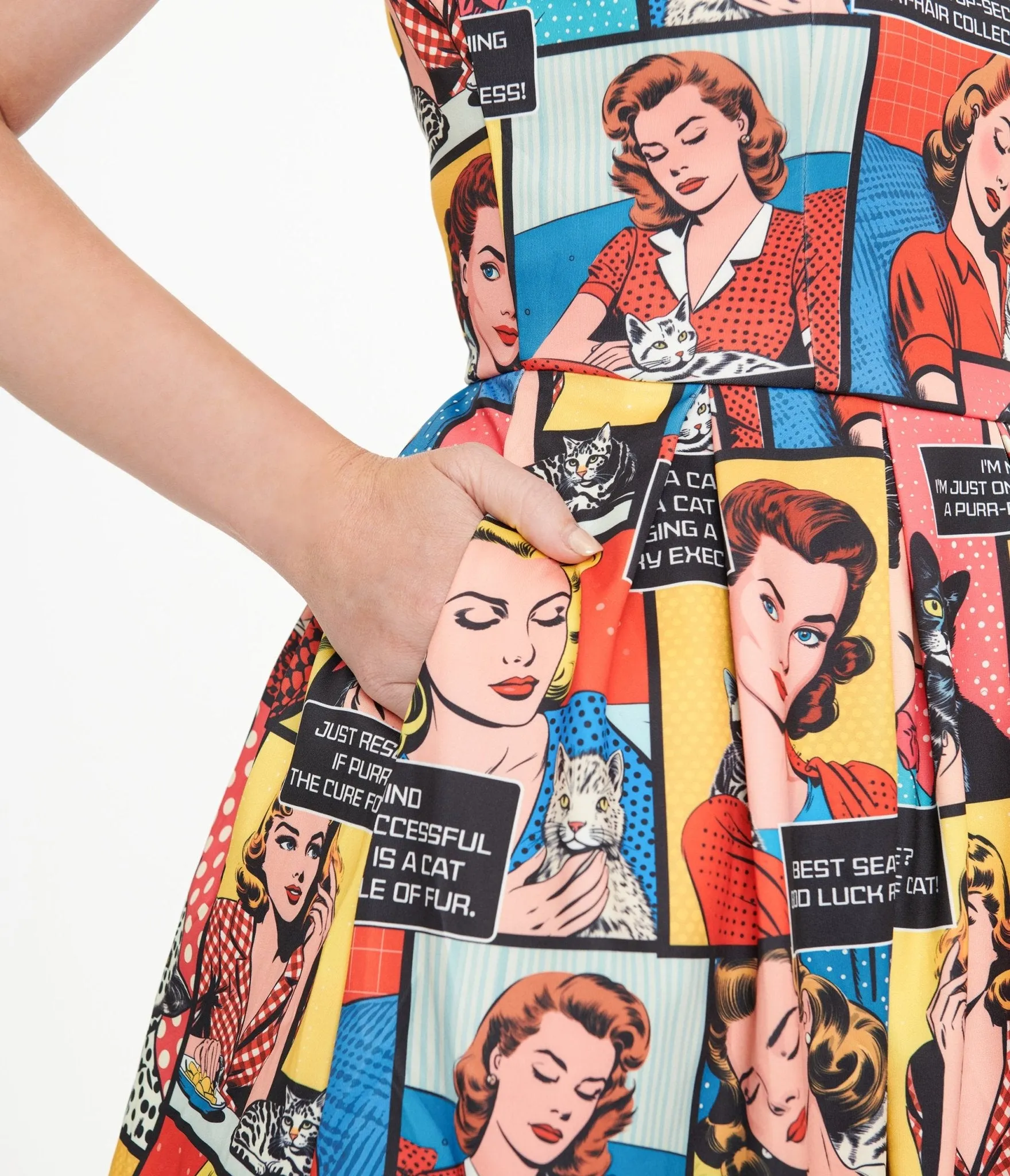 Dolly & Dotty 1950s Cat Lover Comic Amanda Swing Dress sold by Unique Vintage product image thumbnail 2