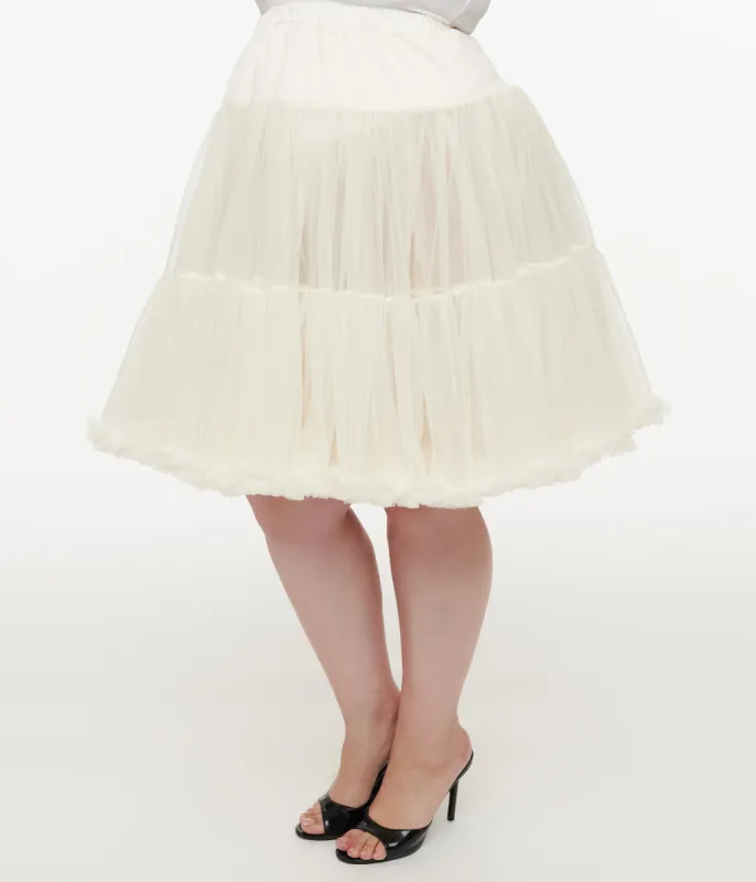 Unique Vintage Plus Size 1950s Ivory Retro Style Ruffled Petticoat Crinoline sold by Unique Vintage