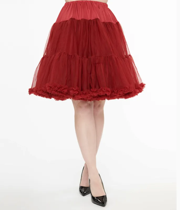 Unique Vintage 1950s Burgundy Retro Style Ruffled Petticoat Crinoline sold by Unique Vintage