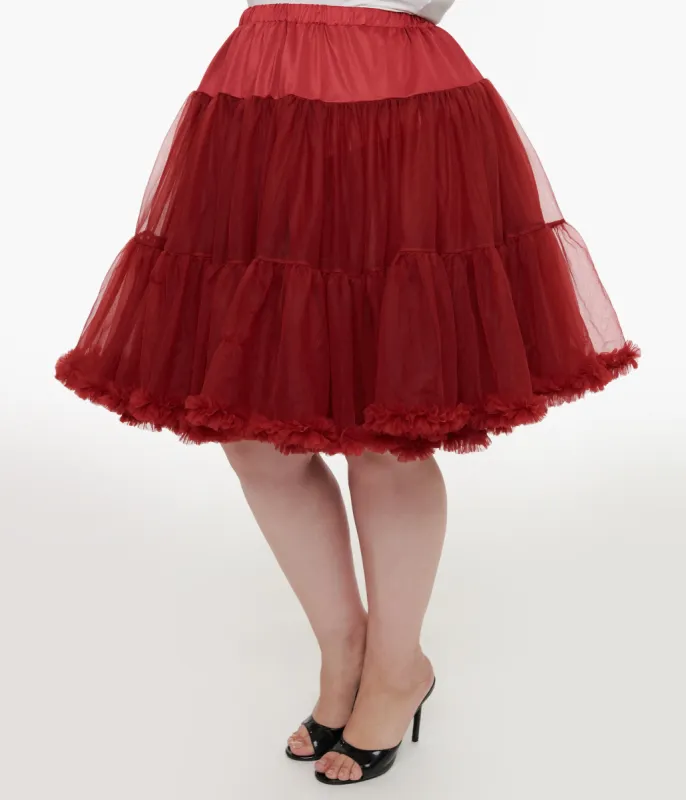 Unique Vintage Plus Size 1950s Burgundy Retro Style Ruffled Petticoat Crinoline sold by Unique Vintage