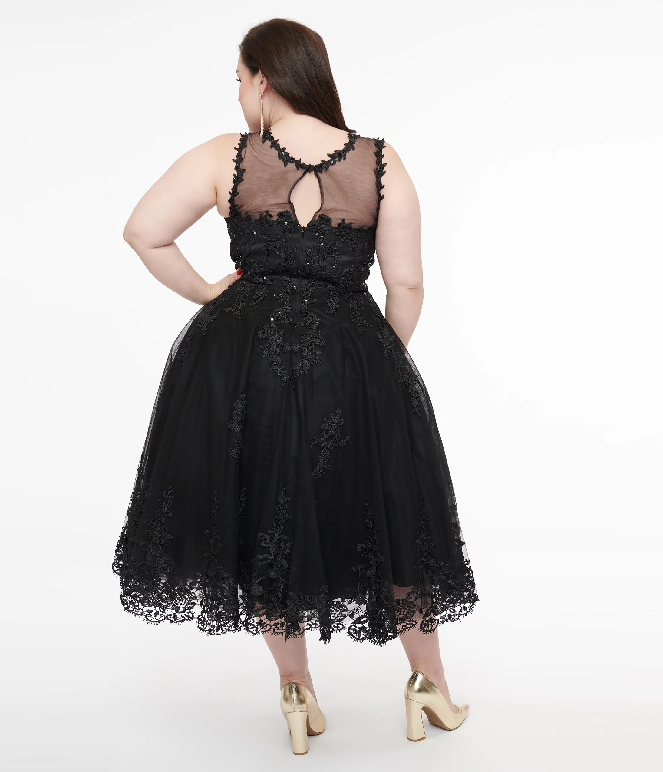 Unique Vintage Plus Size 1950s Black Lace & Tulle Riviera Dress sold by Unique Vintage product image thumbnail 2