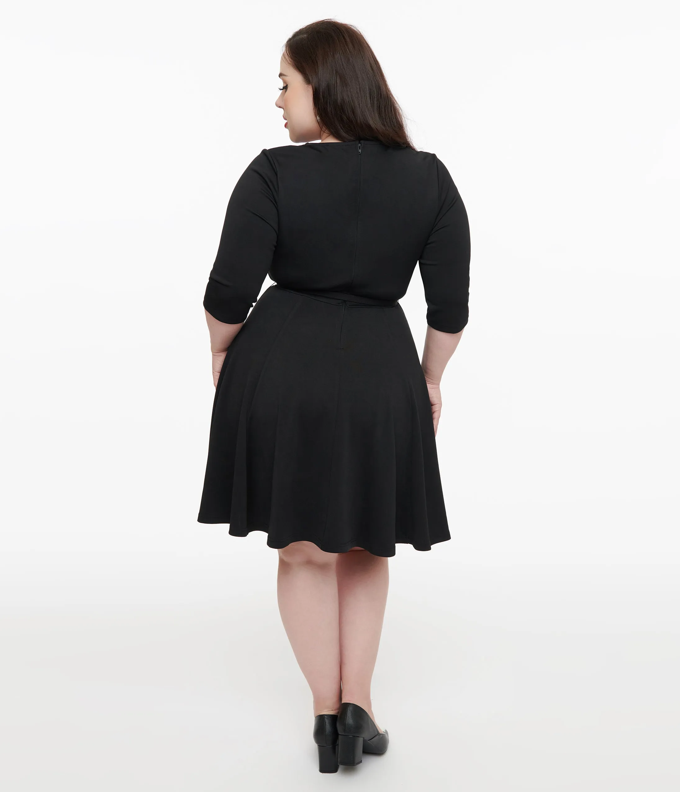 Unique Vintage Plus Size 1960s Black Knit Stephanie Fit & Flare Dress sold by Unique Vintage product image thumbnail 3