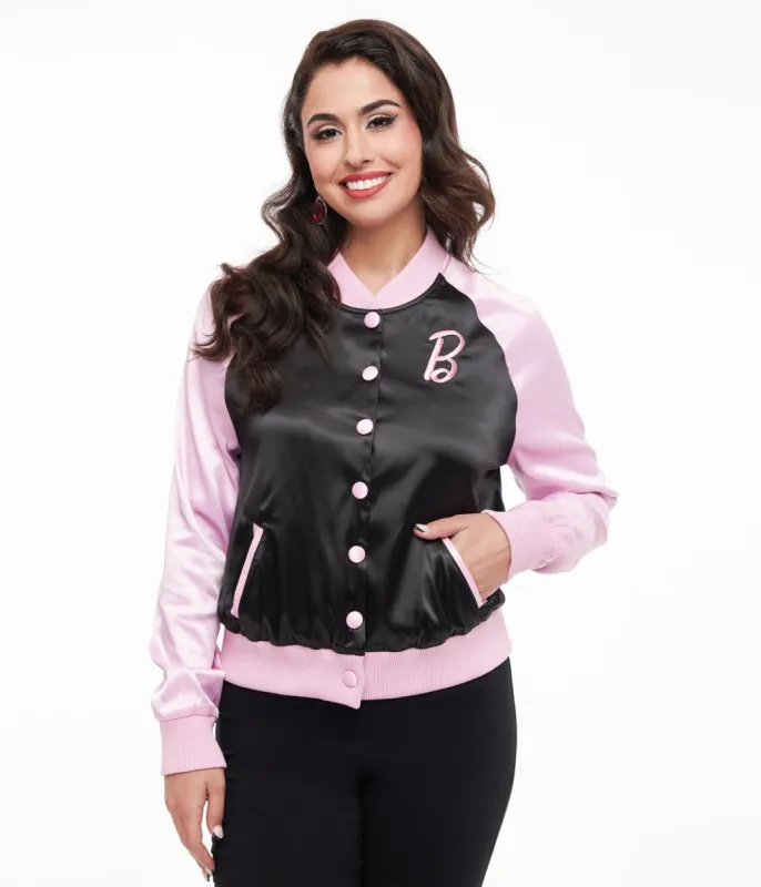 Barbie x Unique Vintage Pink & Black OG Barbie Long Sleeve Bomber Jacket sold by Unique Vintage