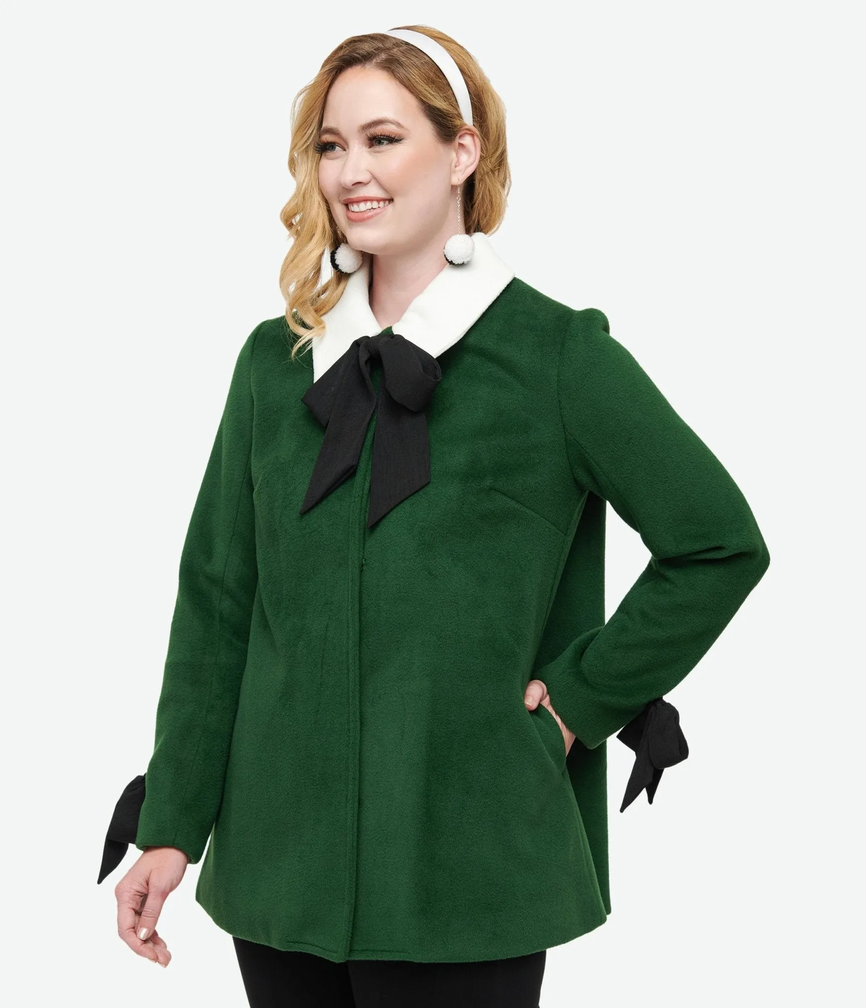 Smak Parlour 1960s Green & Black Bows Topper Coat sold by Unique Vintage product image thumbnail 3